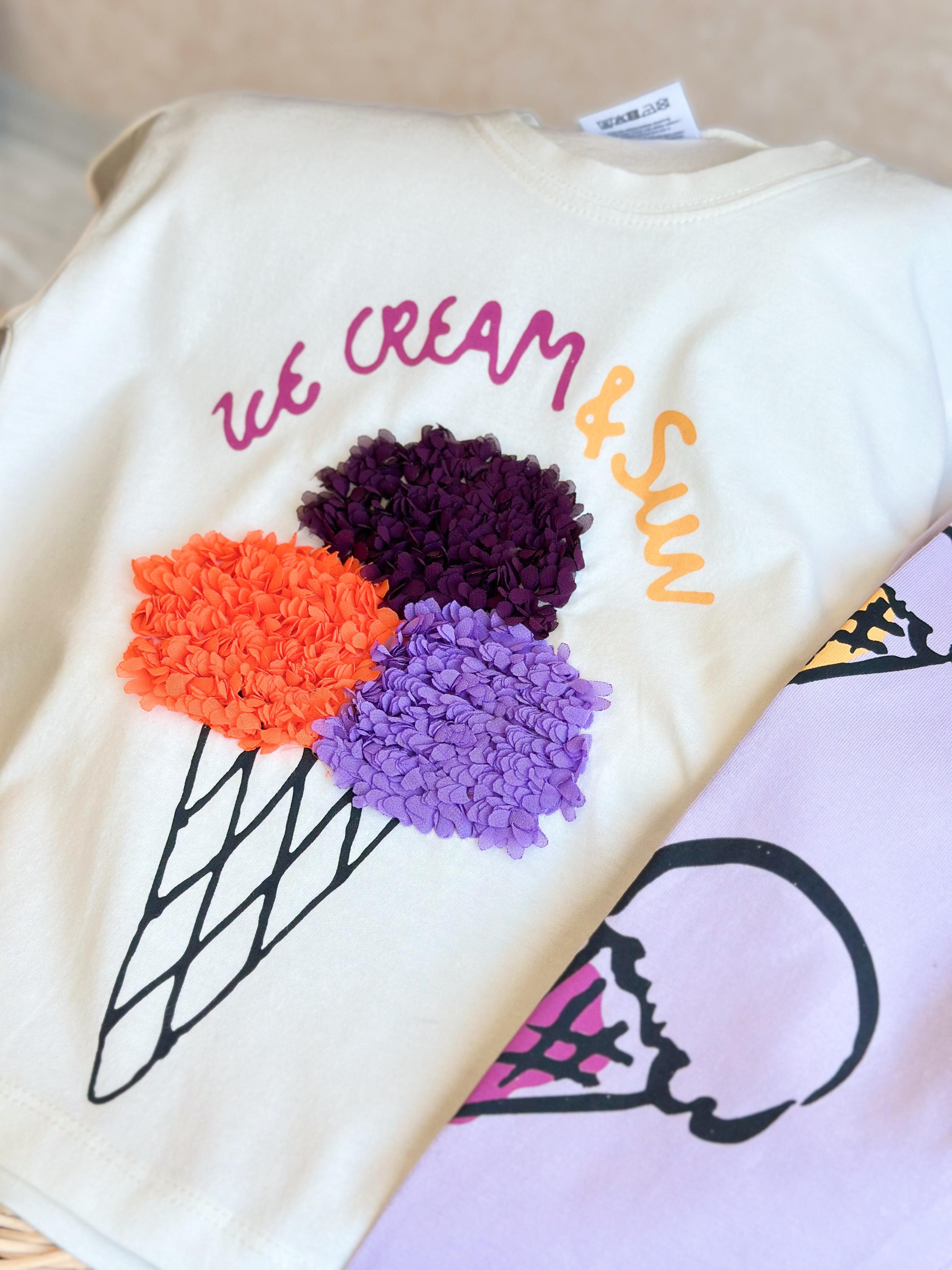 ICE CREAM & SUN Boyutlu T-Shirt ve Tayt Takım