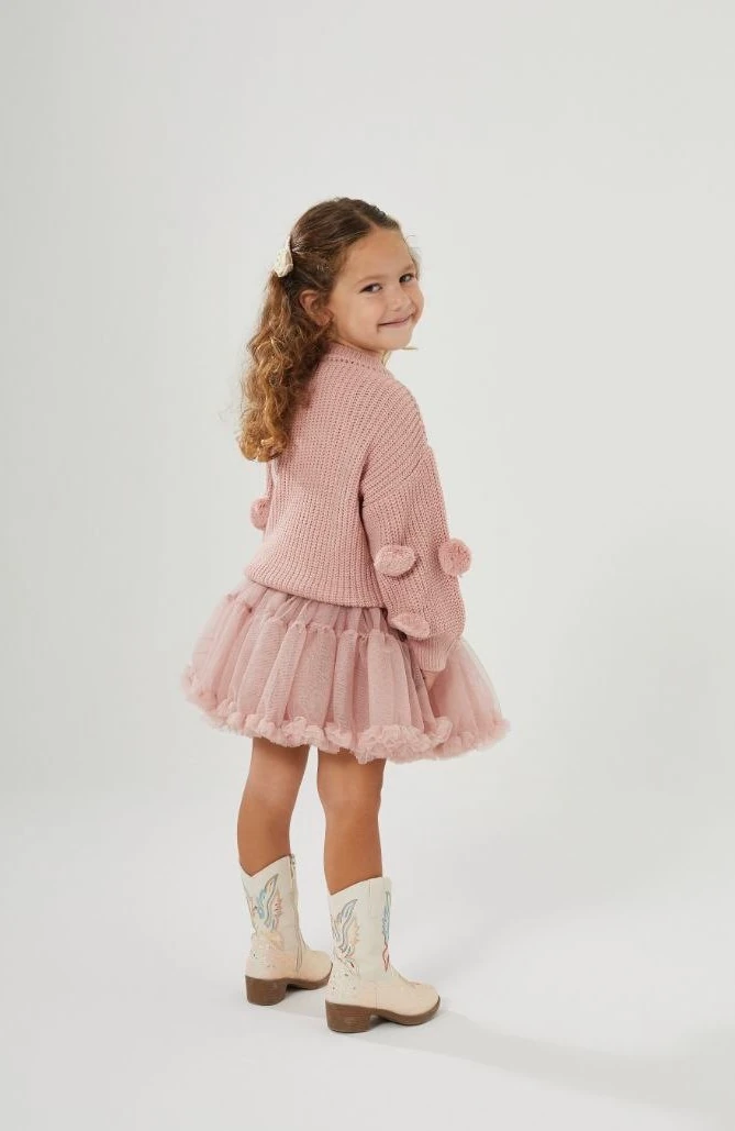 Ponponlu Triko ve Katkat Tül Etek