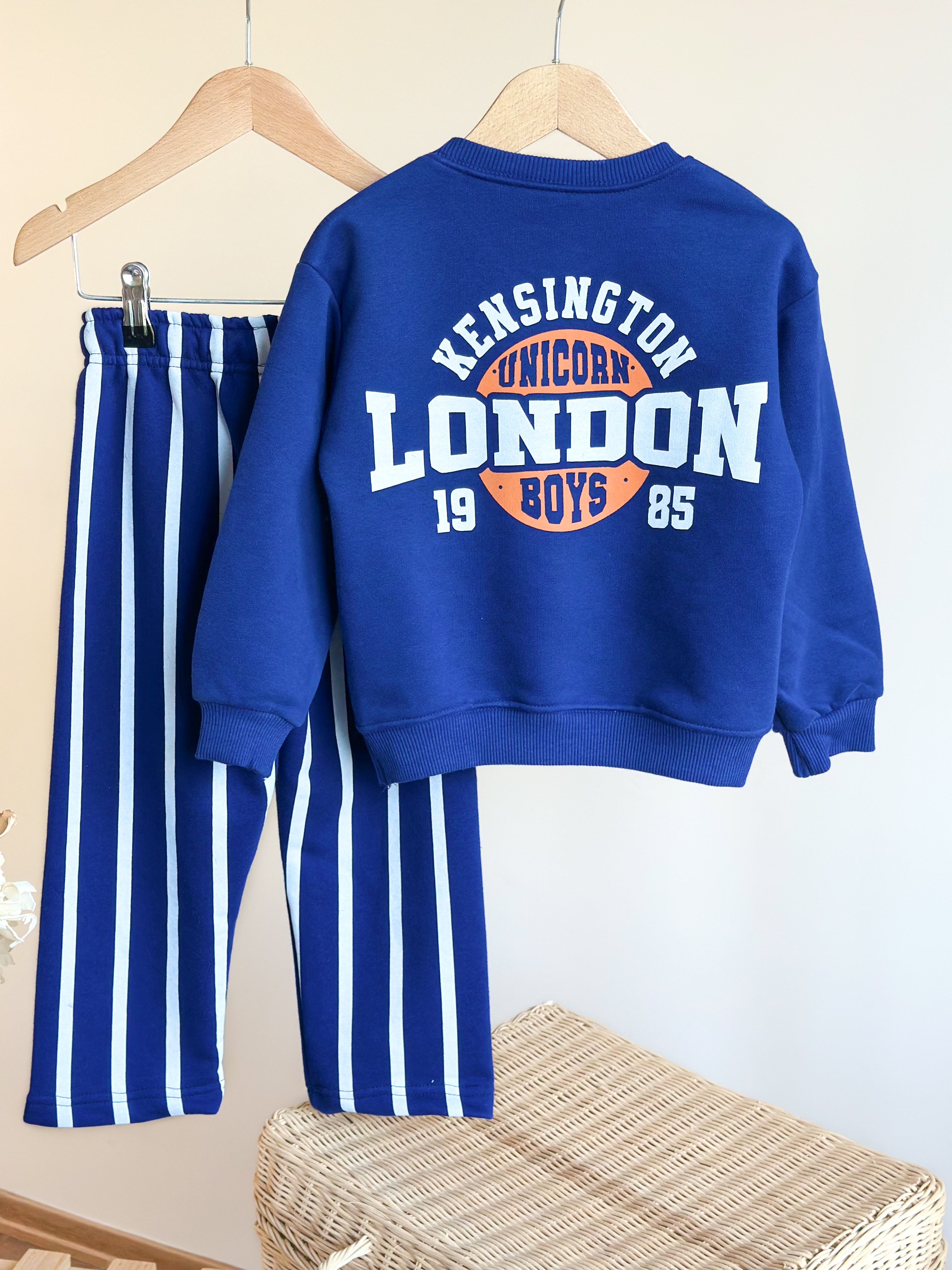 LONDON BOYS Baskılı Sweatshirt ve 3 İplik Eşofman Takım