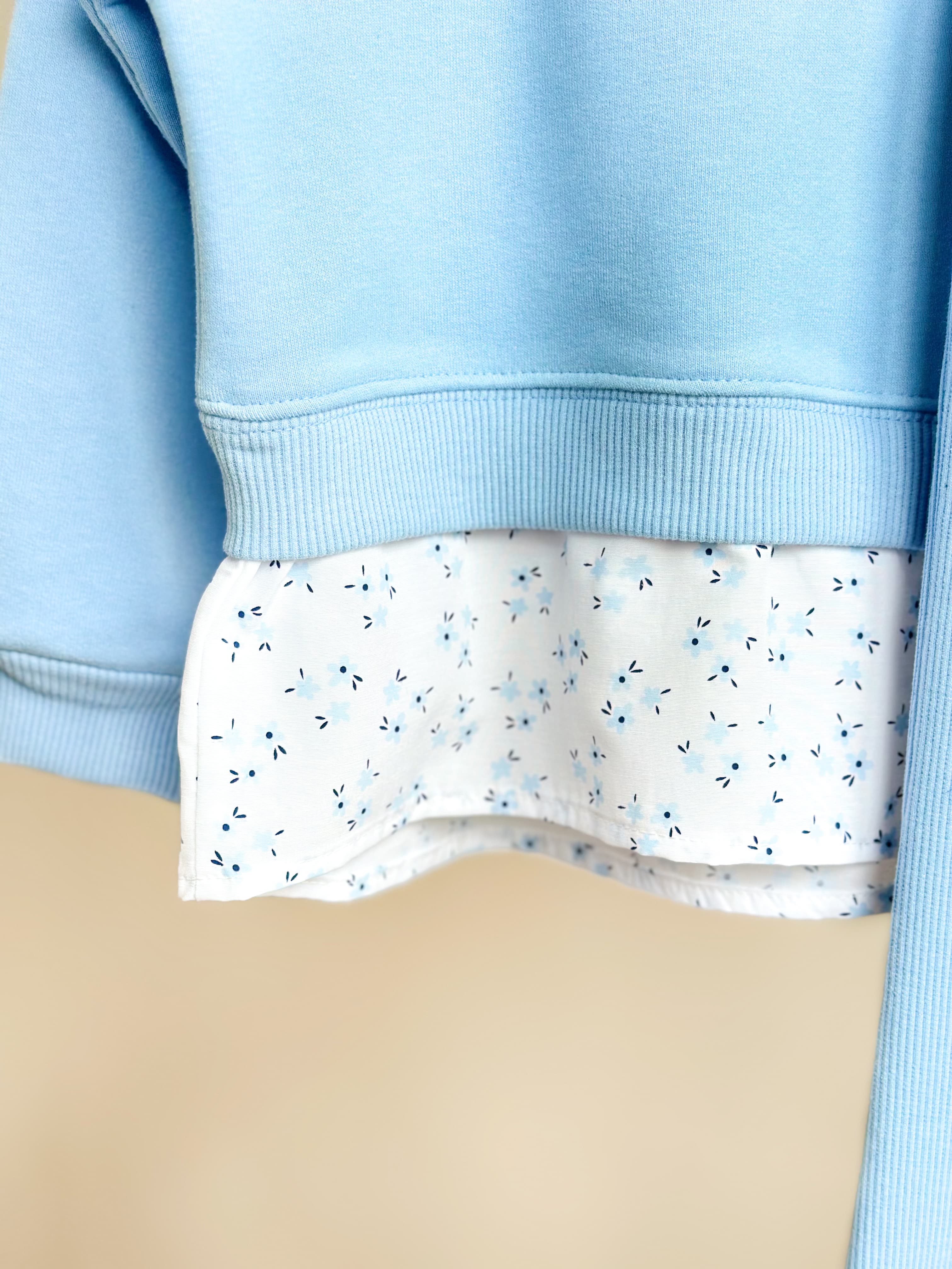 BABYBLUE FLOWER Gömlek Detaylı Sweatshirt ve İspanyol Paça Tayt Takım