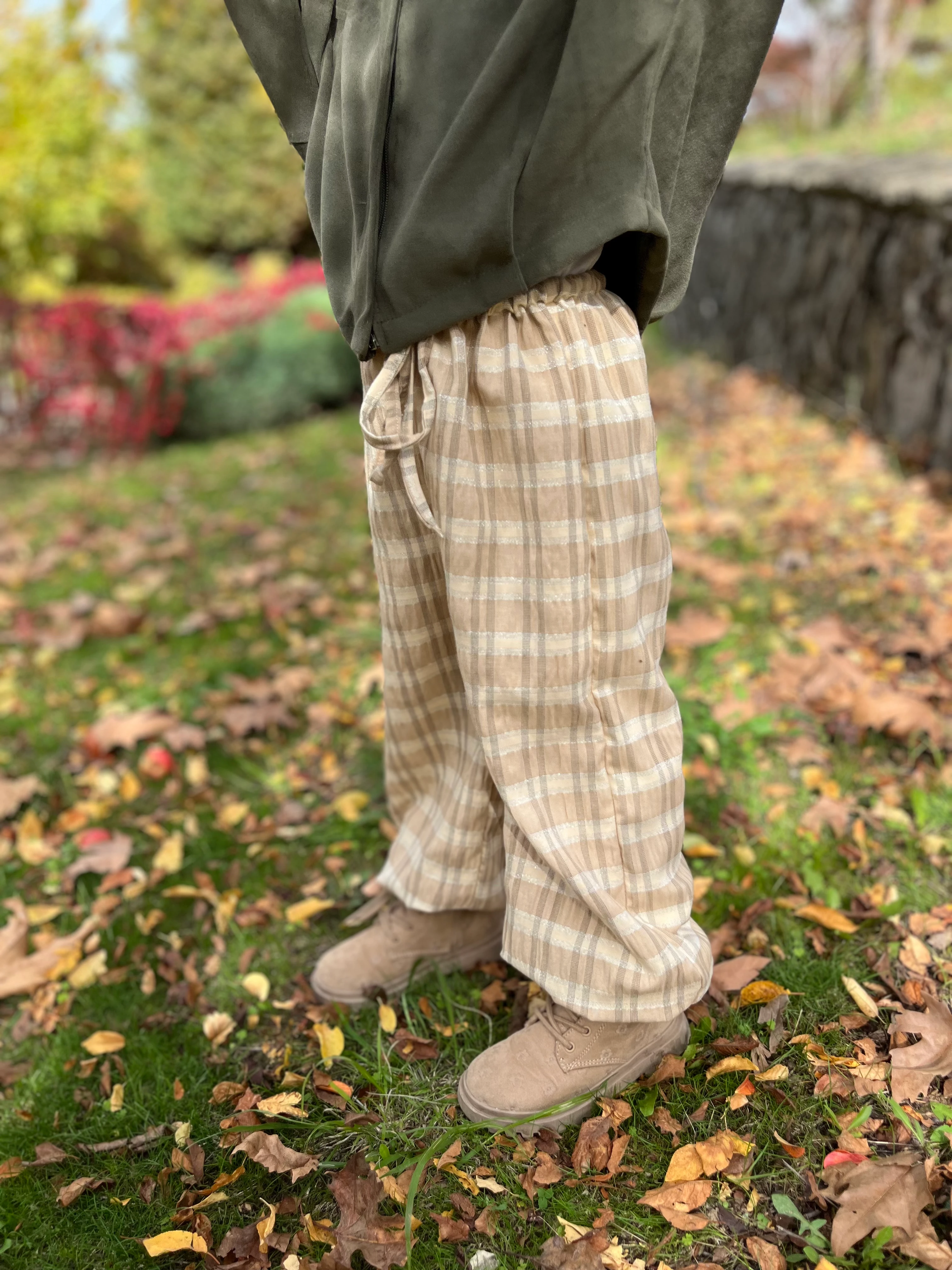 ADA Süet Görünümlü Bomber Ceket ve Gofre Pantolon Kız Çocuk Takım