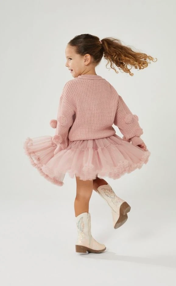 Ponponlu Triko ve Katkat Tül Etek