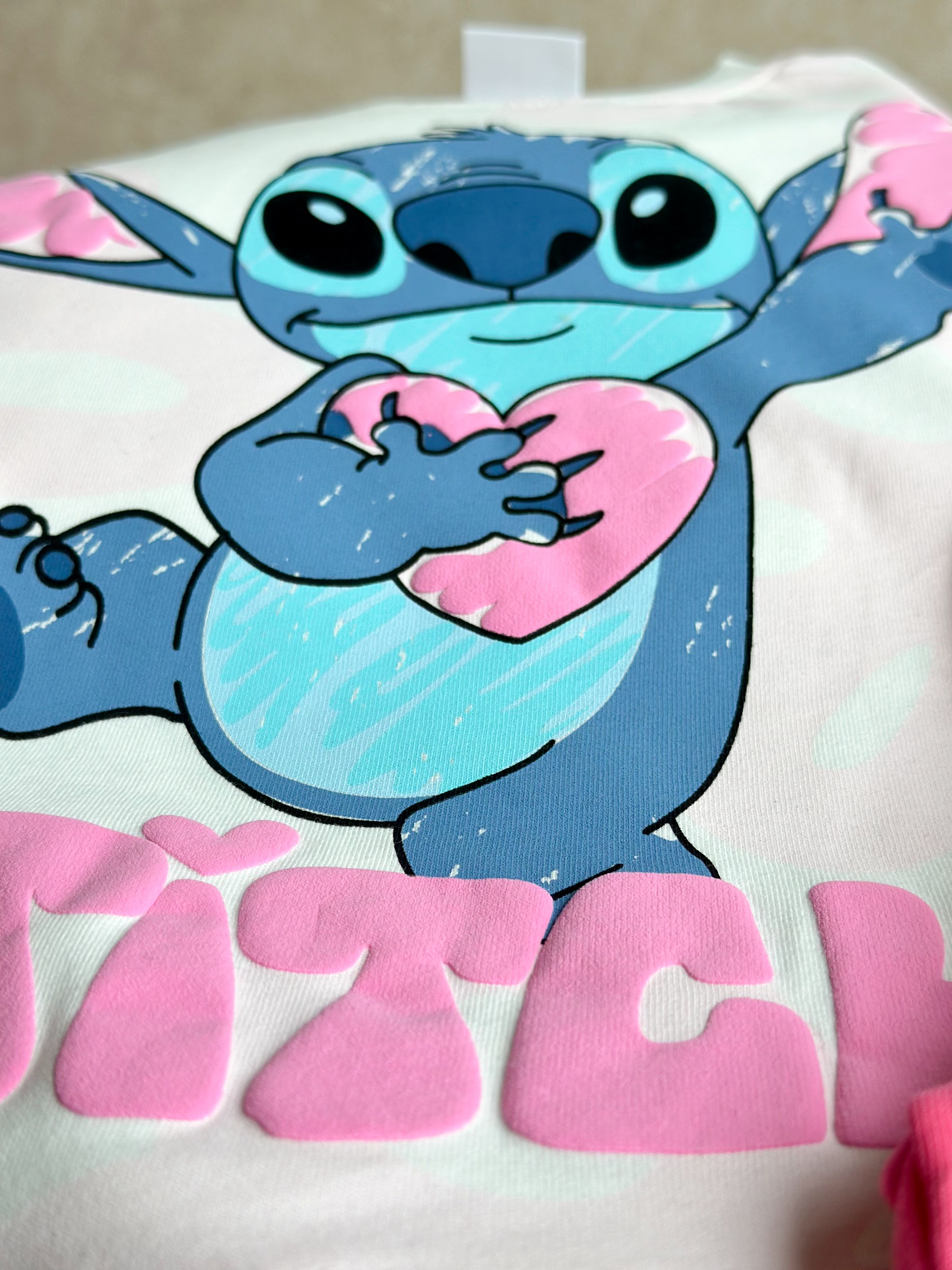 STITCH Kabartma Baskılı T-Shirt ve Şort Takım