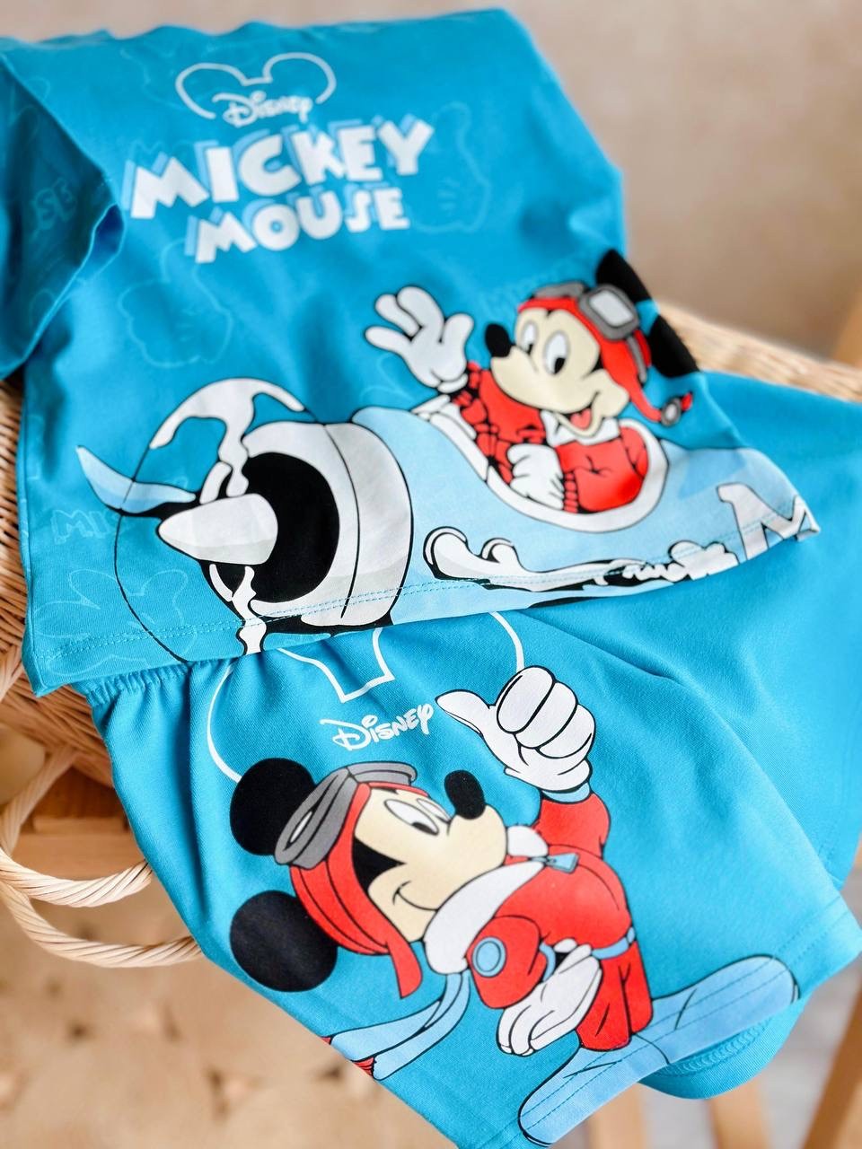 Mickey Mouse Mavi Şort Takım