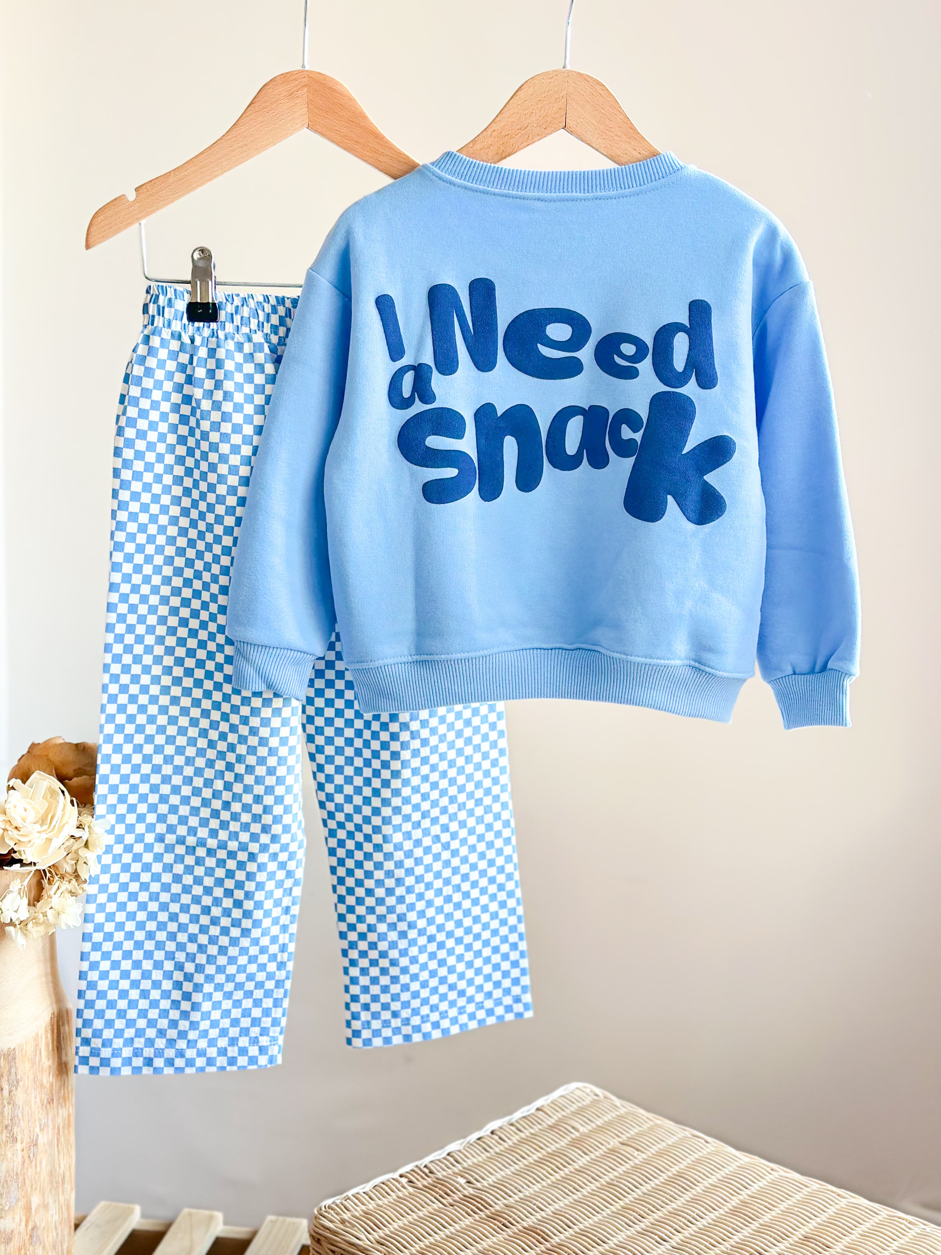 I NEED SNACK Sweatshirt ve Kot Canvas Dokuma Pantolon