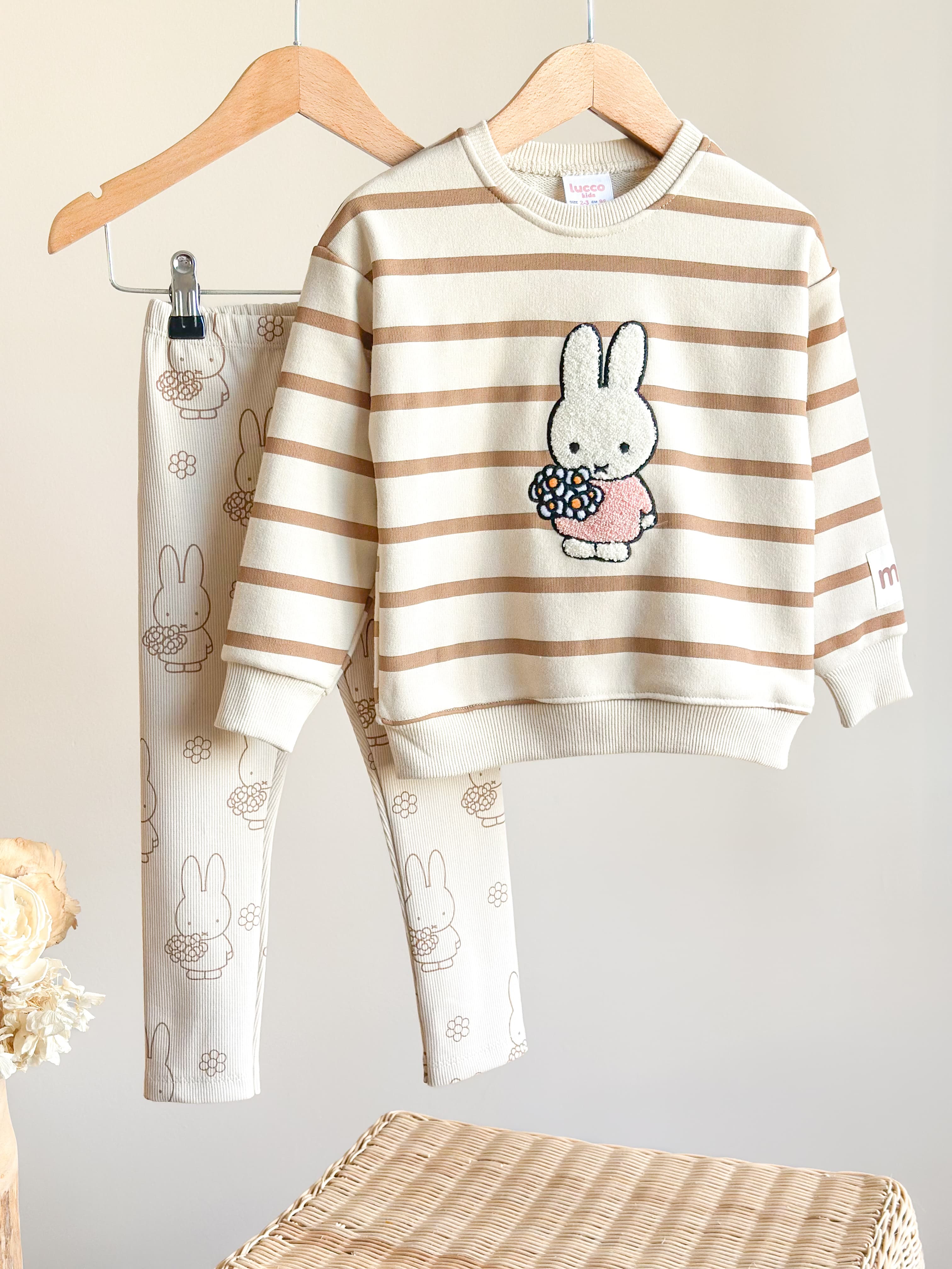 MIFFY Süzene Nakışlı Sweatshirt ve Tayt Takım