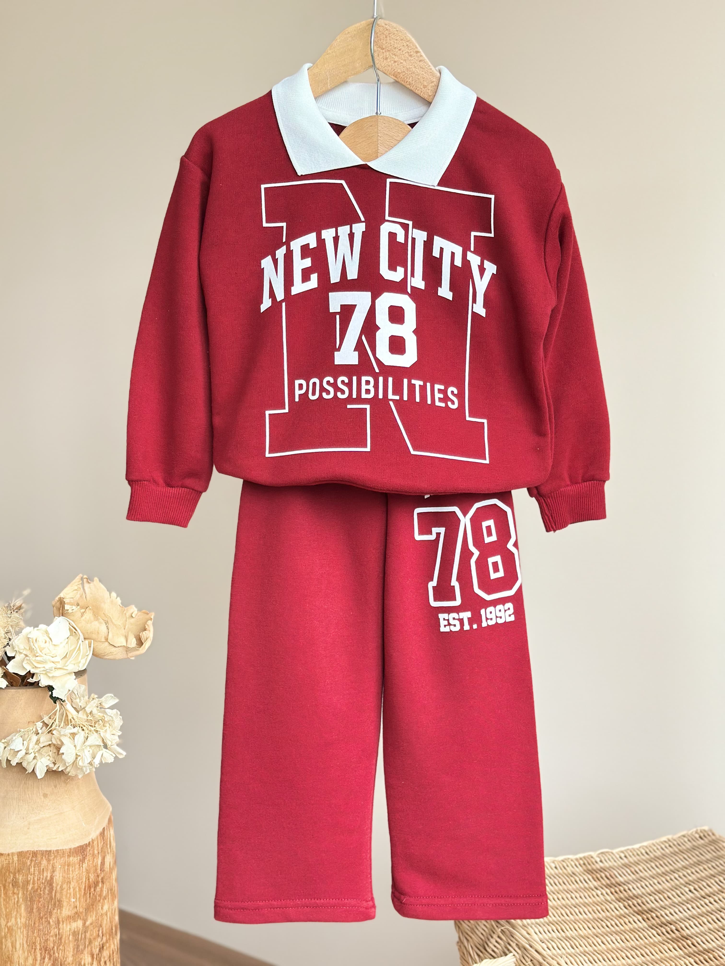 COLLEGE TEAM Yaka Detaylı Sweatshirt ve Tayt Takım 