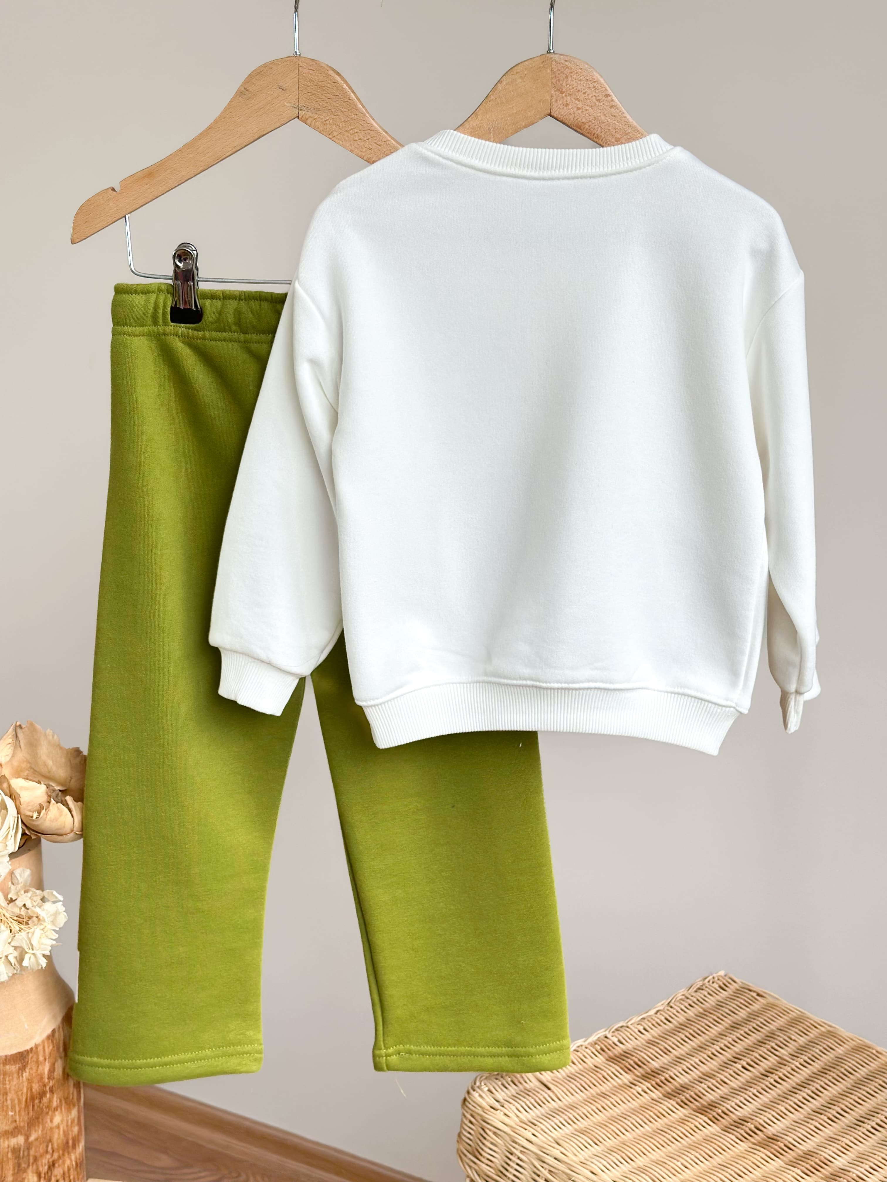 DİNASOUR LİTTLE MAN Nakış Aplike Detaylı Sweatshirt ve Eşofman Takım 