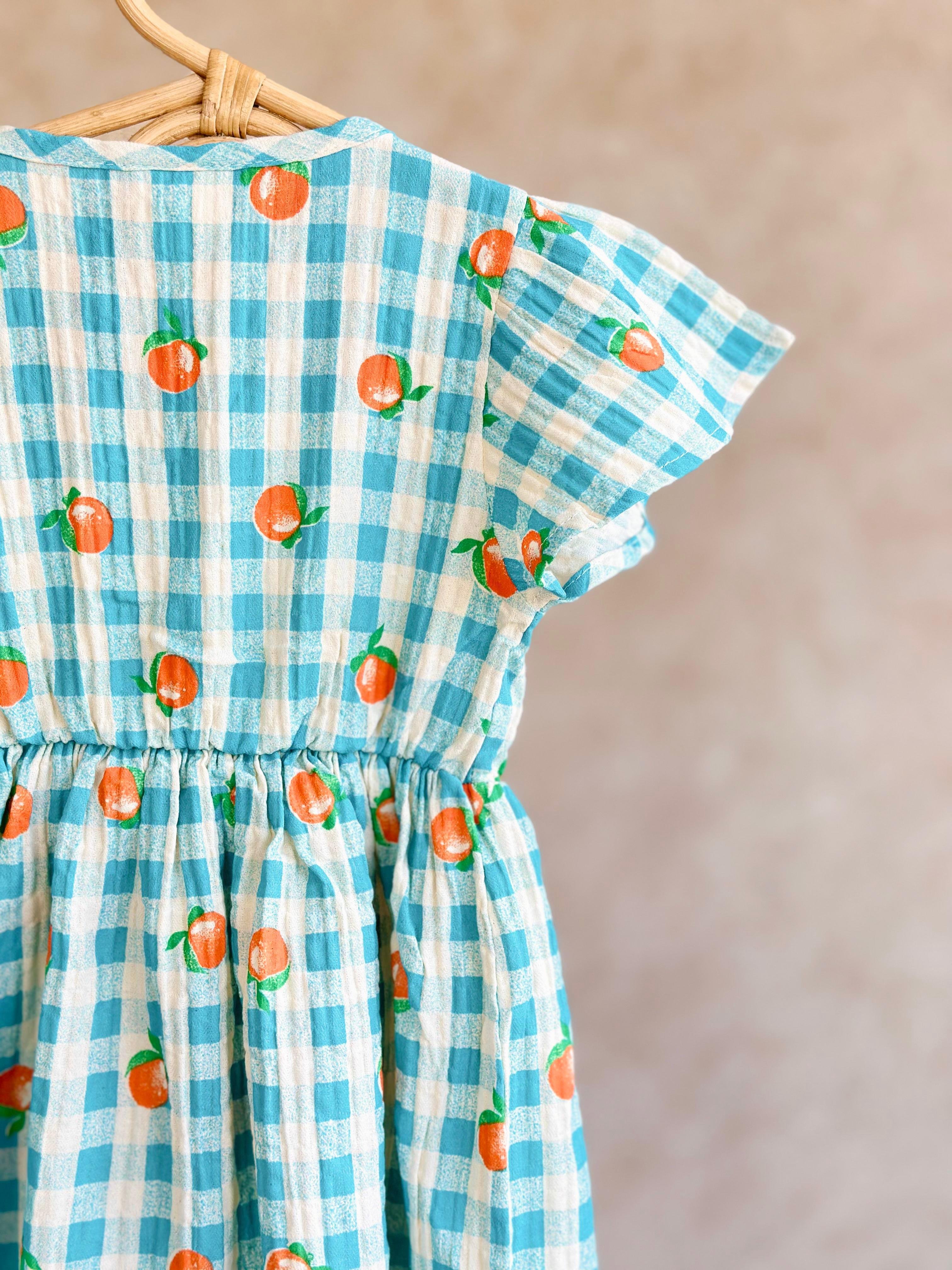 FRUIT DRESS Pamuk Keten Kumaş Elbise