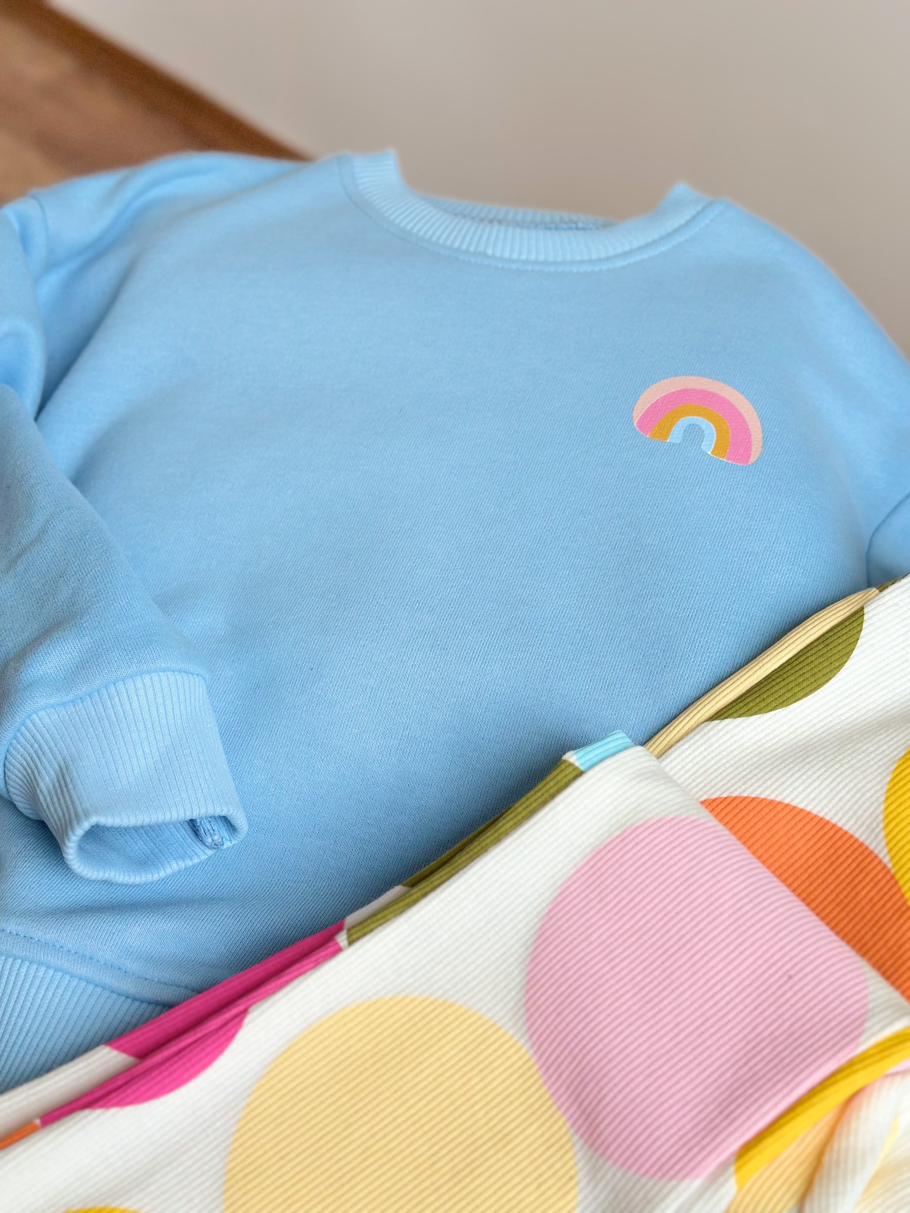 Gökkuşağı Detaylı Sweatshirt ve Tayt Takım