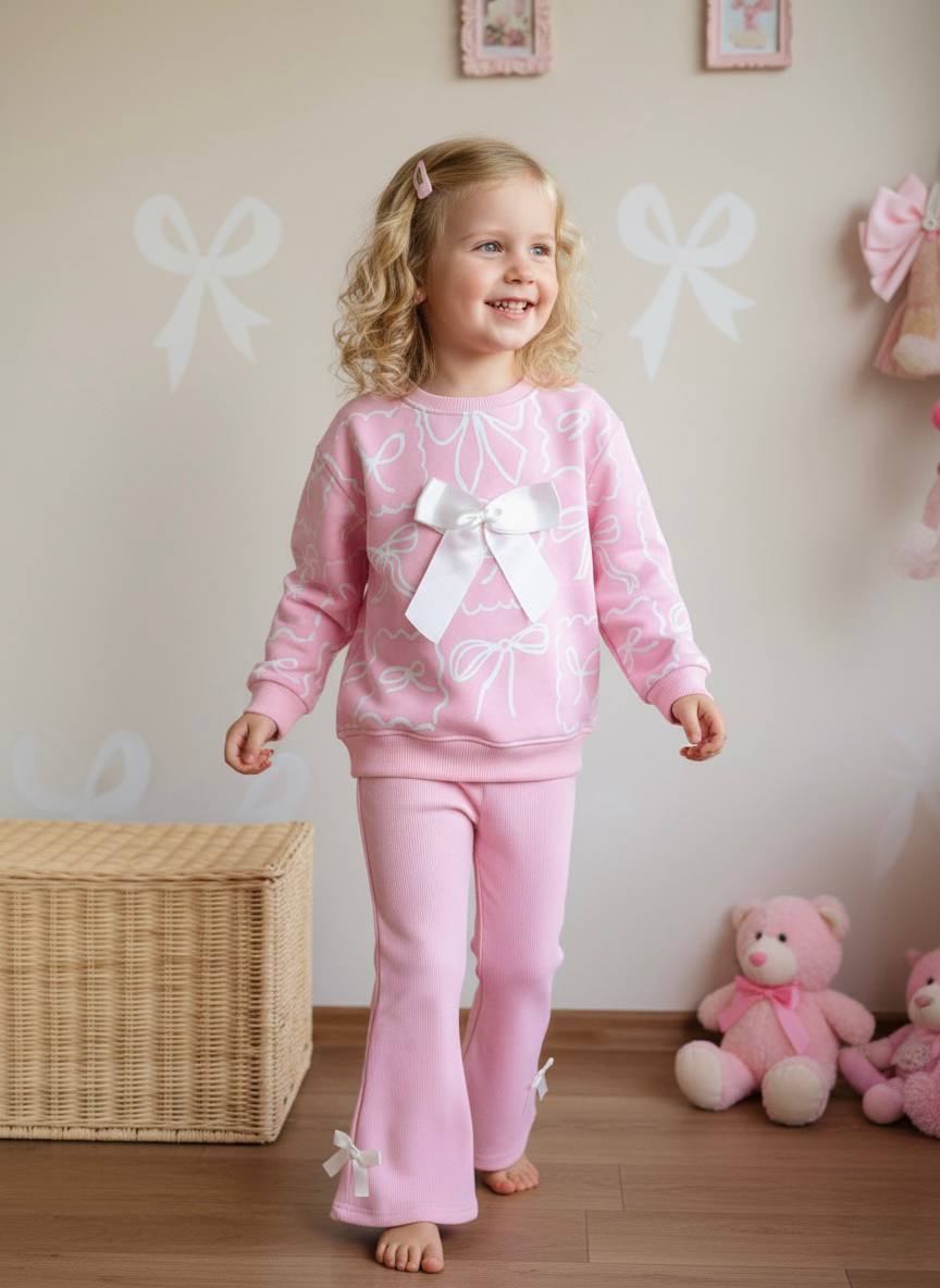 3D FİYONK DETAYLI Sweatshirt ve İspanyol Kesim Fiyonk Detaylı Tayt Takım