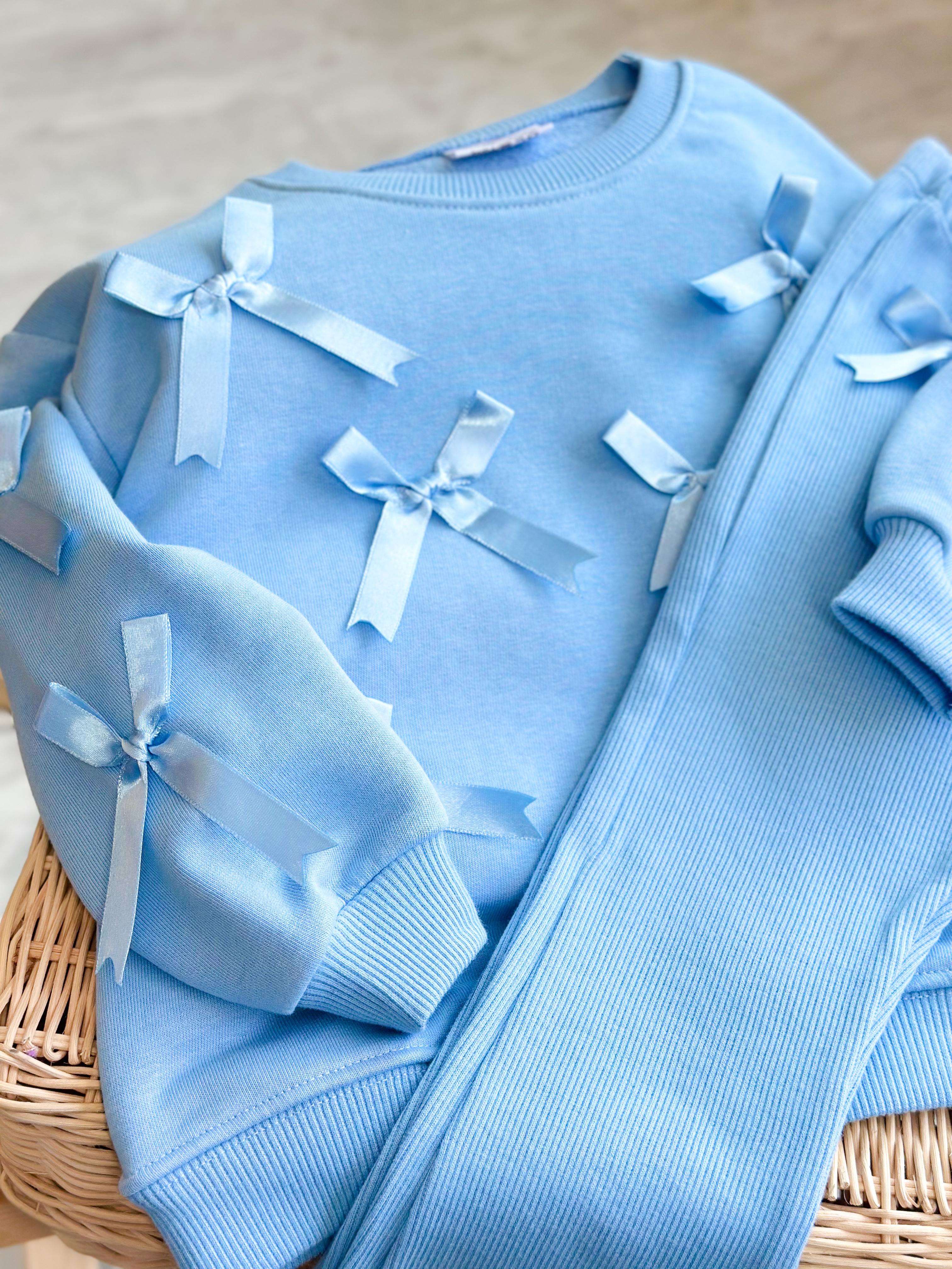 BLUE RIBBONY 3 Boyutlu Sweatshirt ve İspanyol Paça Tayt Takım