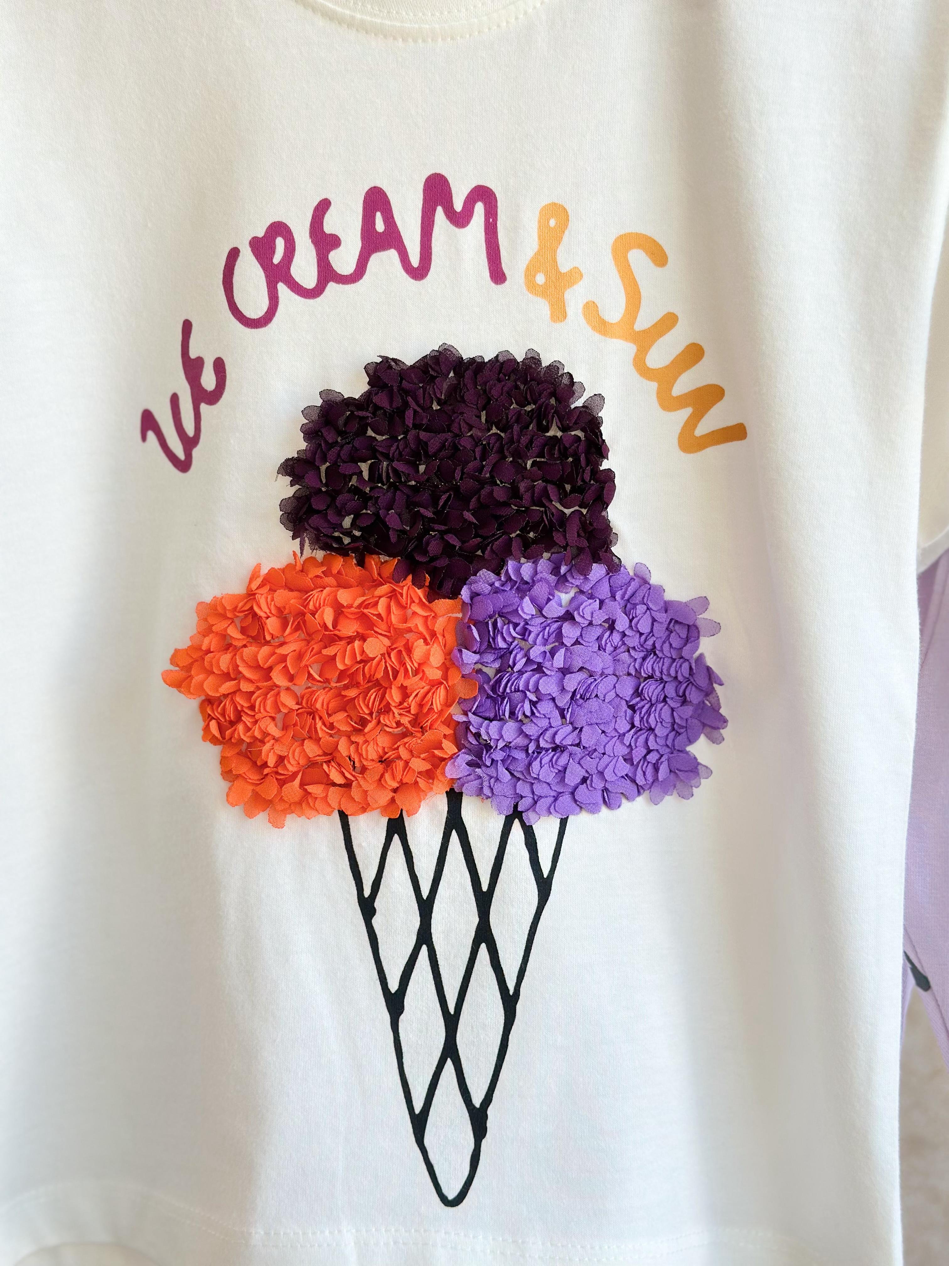 ICE CREAM & SUN Boyutlu T-Shirt ve Tayt Takım