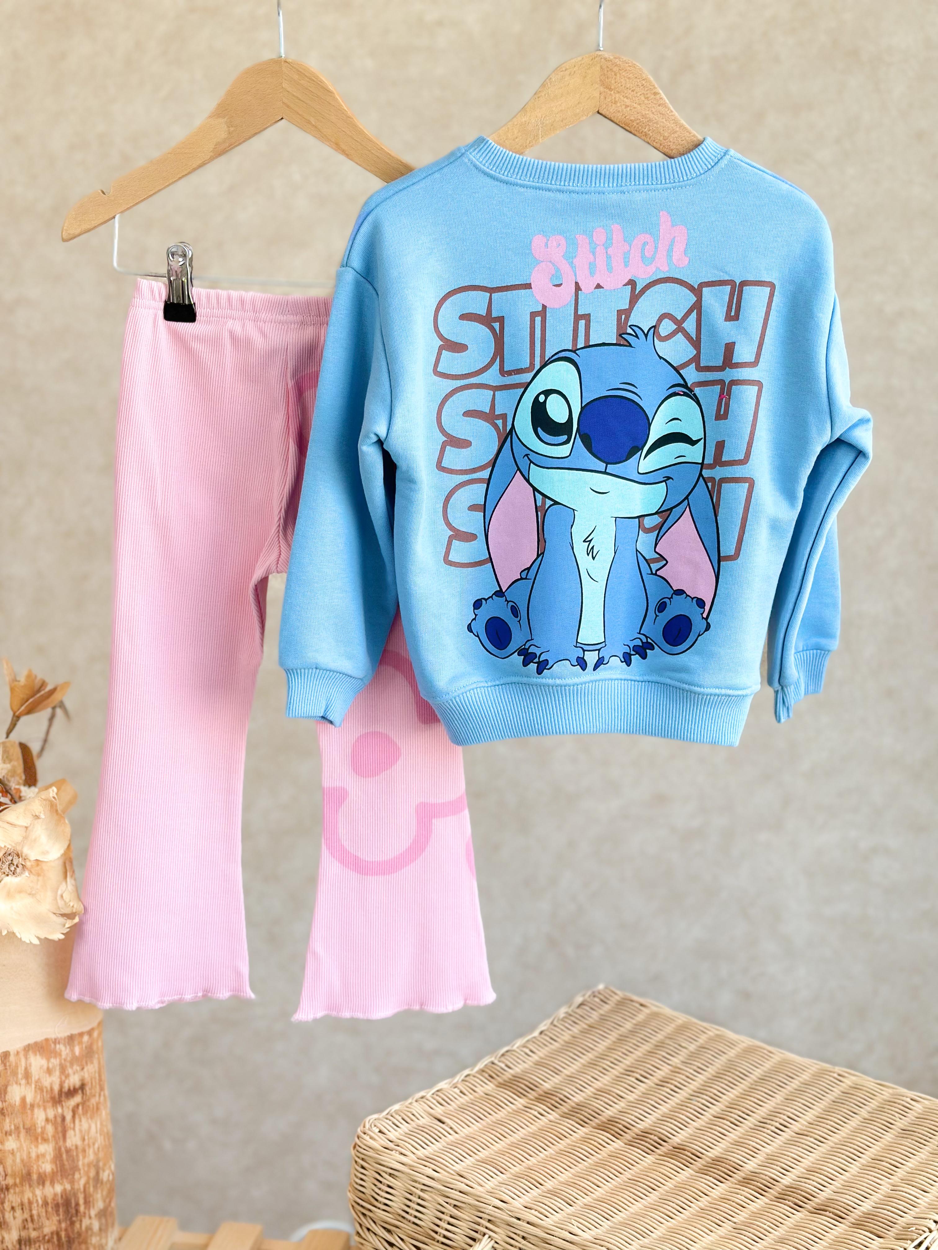 LİO&STİTCH Peluş Kulak Detaylı Sweatshirt ve İspanyol Paça Tayt Takım
