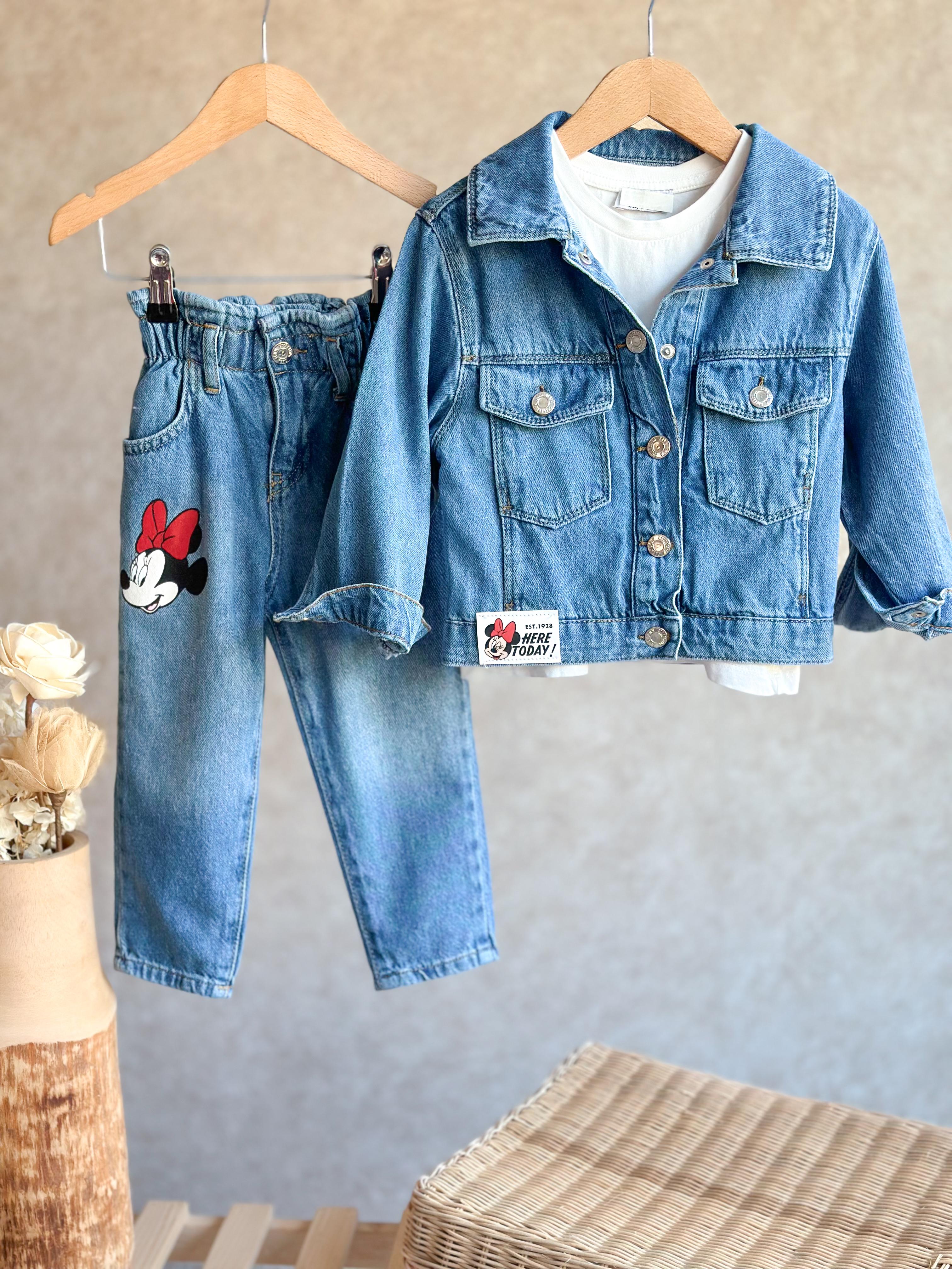 MINNIE Sırt Baskılı Denim Ceket