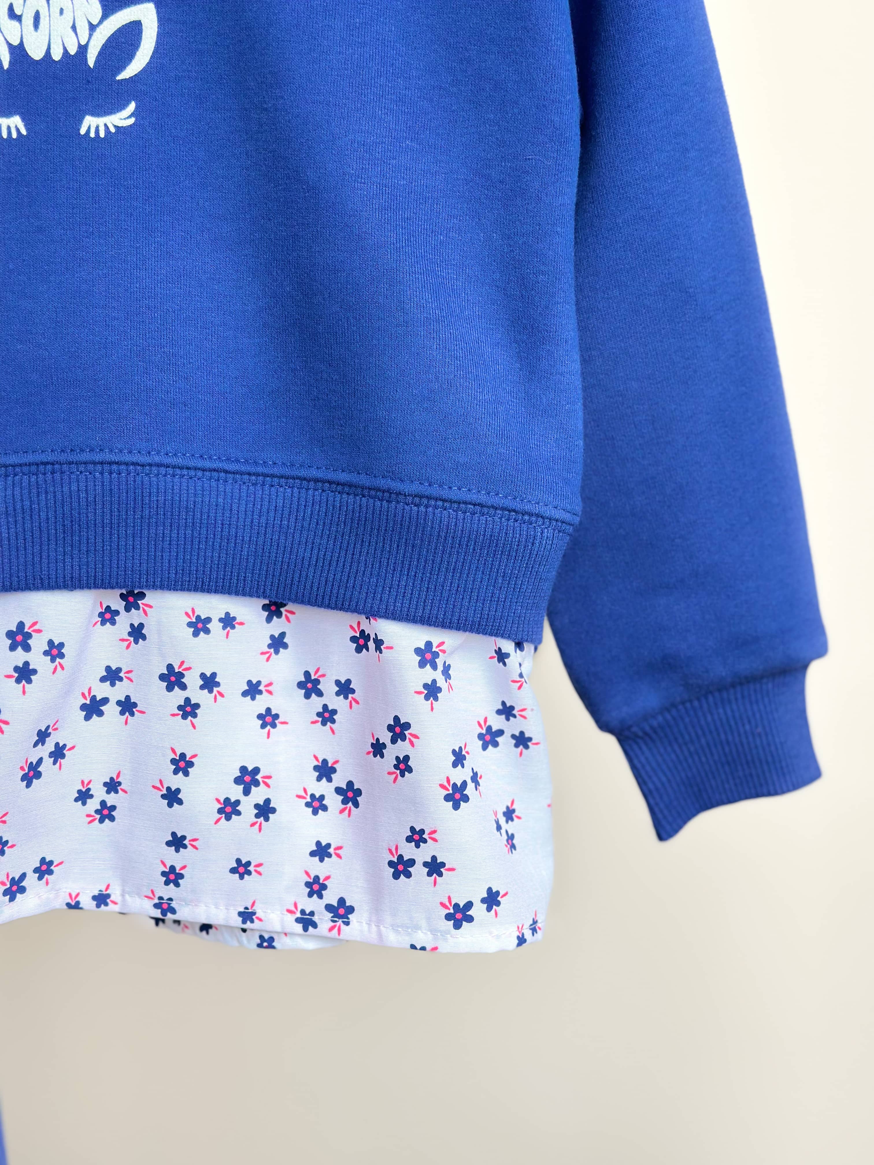 NAVYBLUE FLOWER Gömlek Detaylı Sweatshirt ve İspanyol Paça Tayt Takım