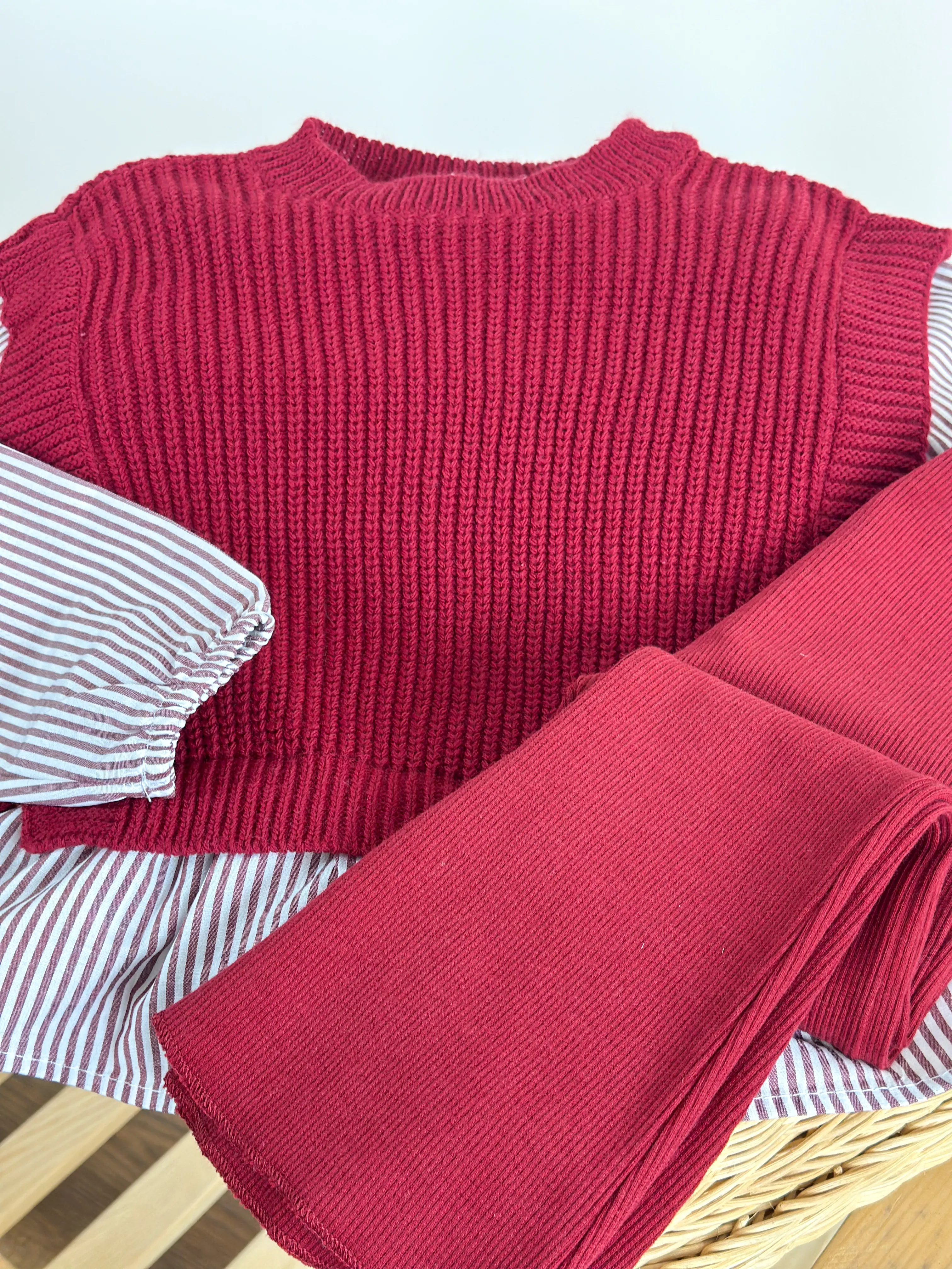 Gömlek Detaylı Triko ve İspanyol Paça Tayt Takım