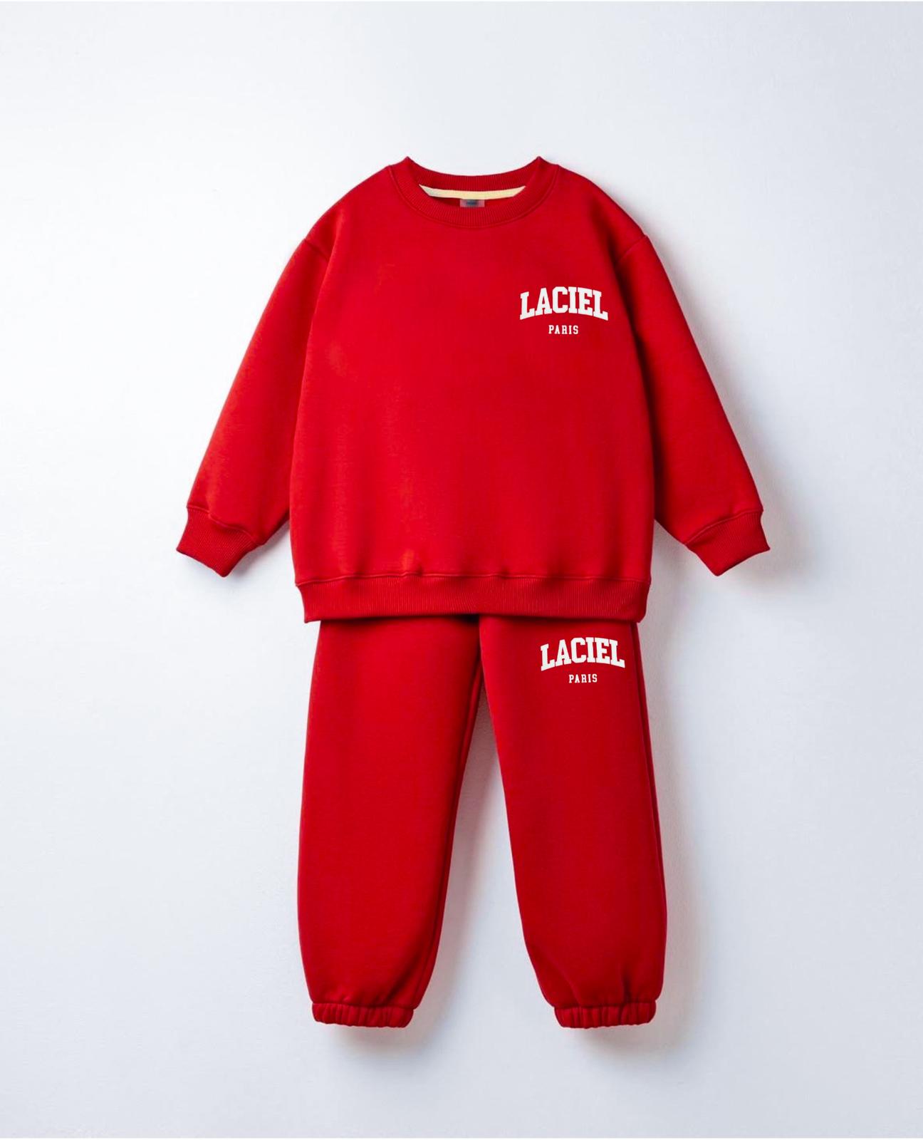 Winter Club Baskılı Sweatshirt ve Eşofman Takım-Kırmızı
