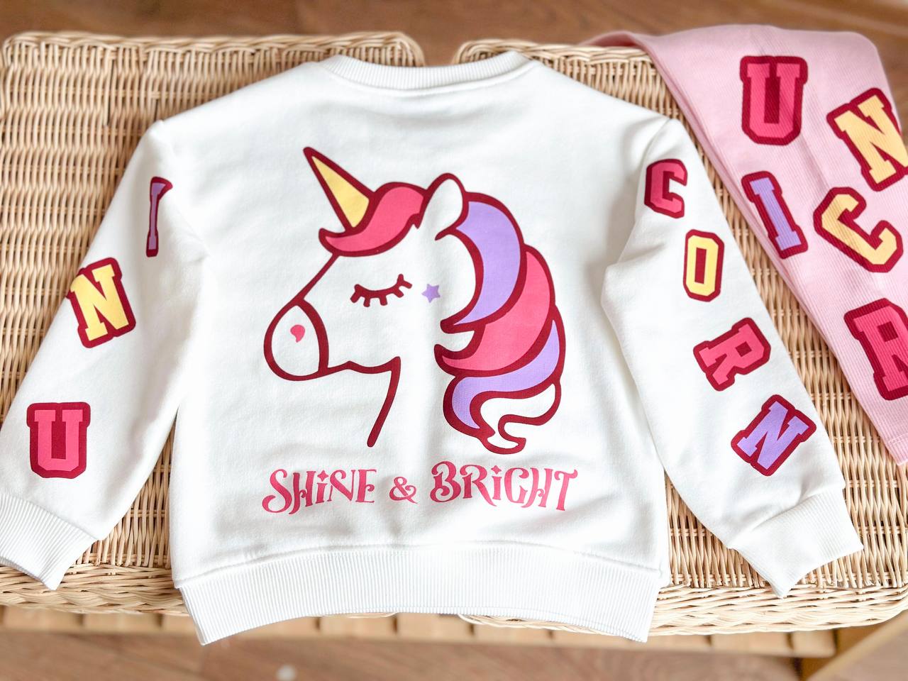 SHINE&BRIGHT Kol Yazı Detaylı Sweatshirt ve Tayt Takım