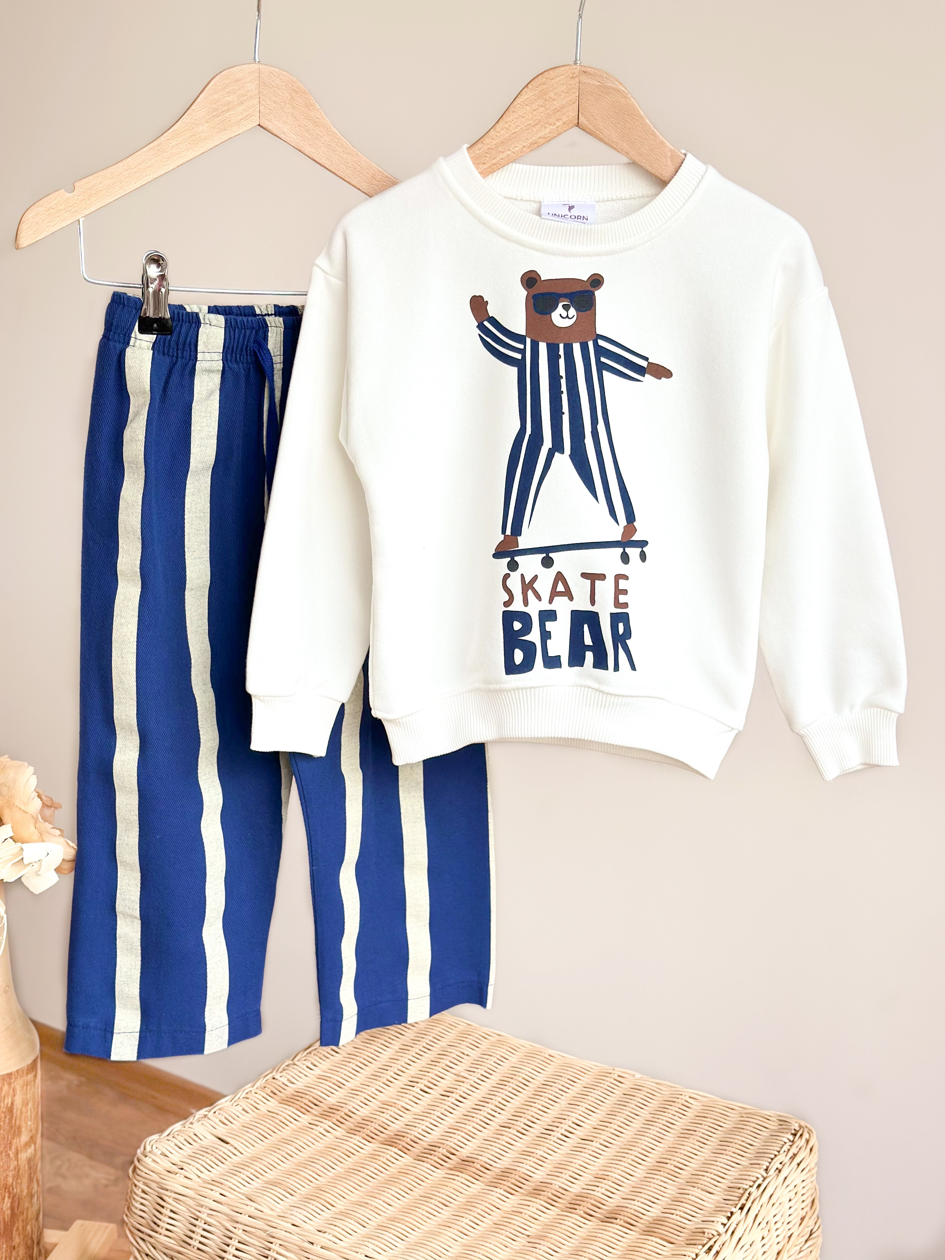 SKATE BEAR Sweatshirt ve Dokuma Pantolon Takım