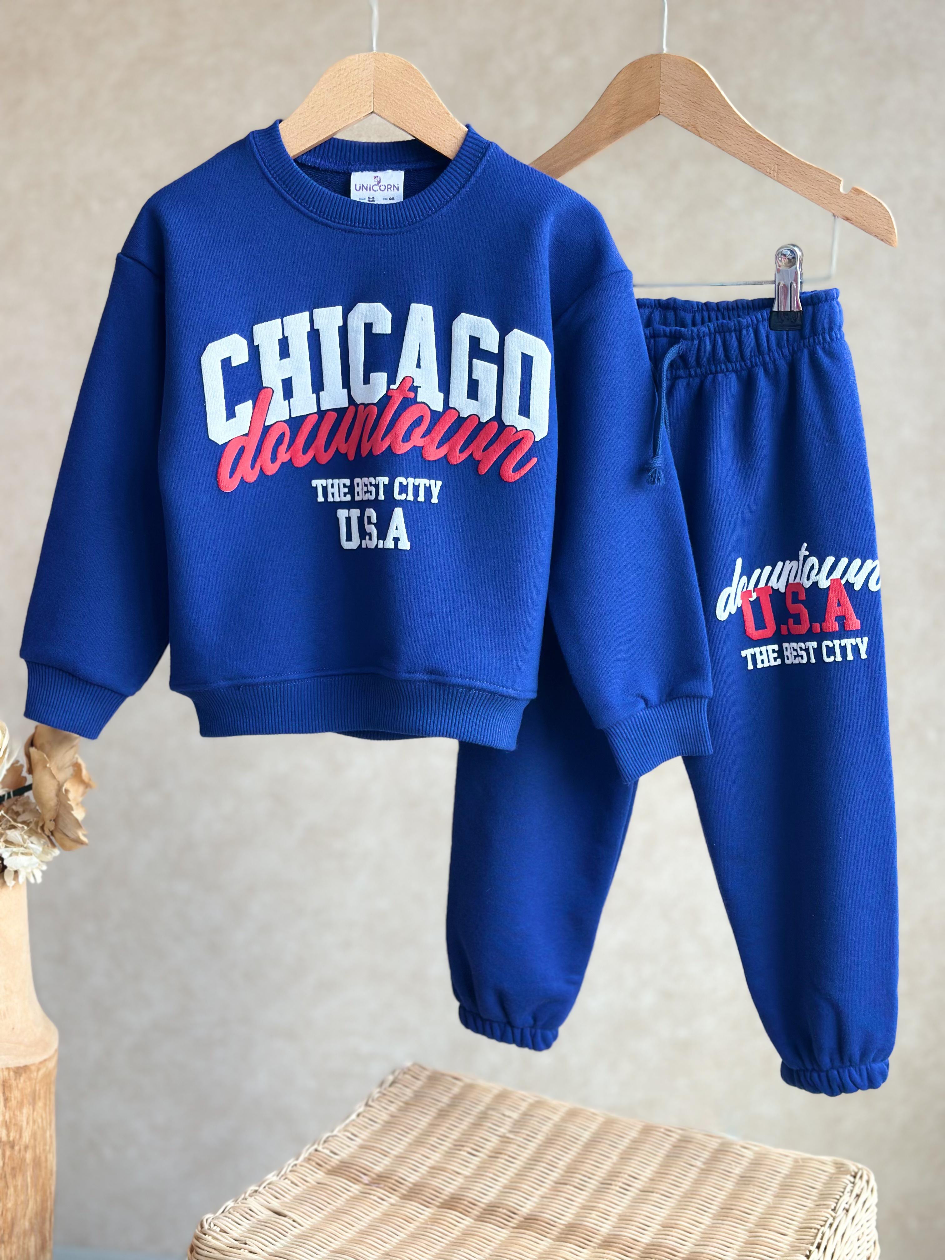 CHİCAGO Baskılı Sweatshirt ve Sweatpant Takım