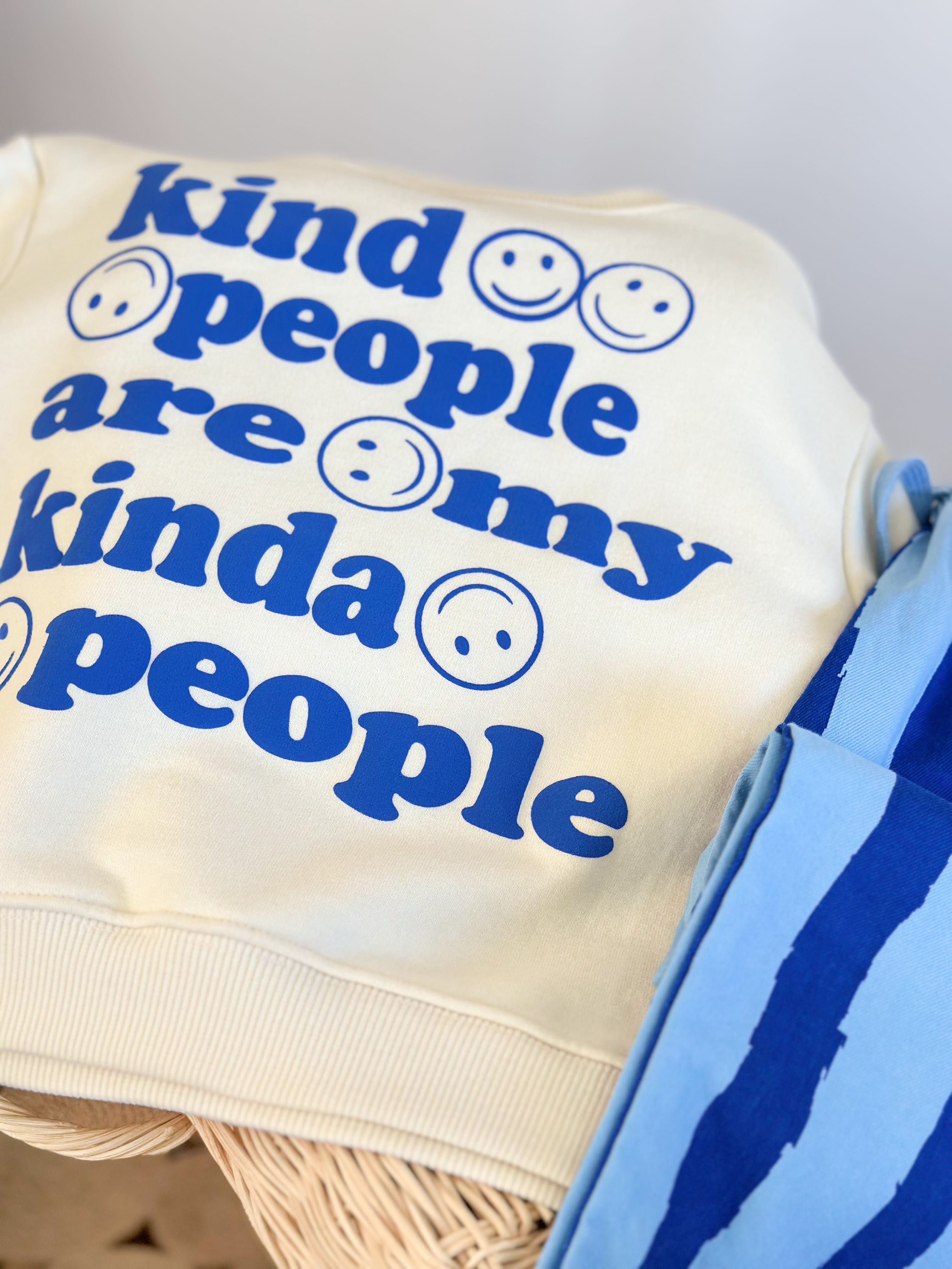 KIND PEOPLE Kabartma Baskılı Sweatshirt ve Kot Canvas Dokuma Pantolon Takım