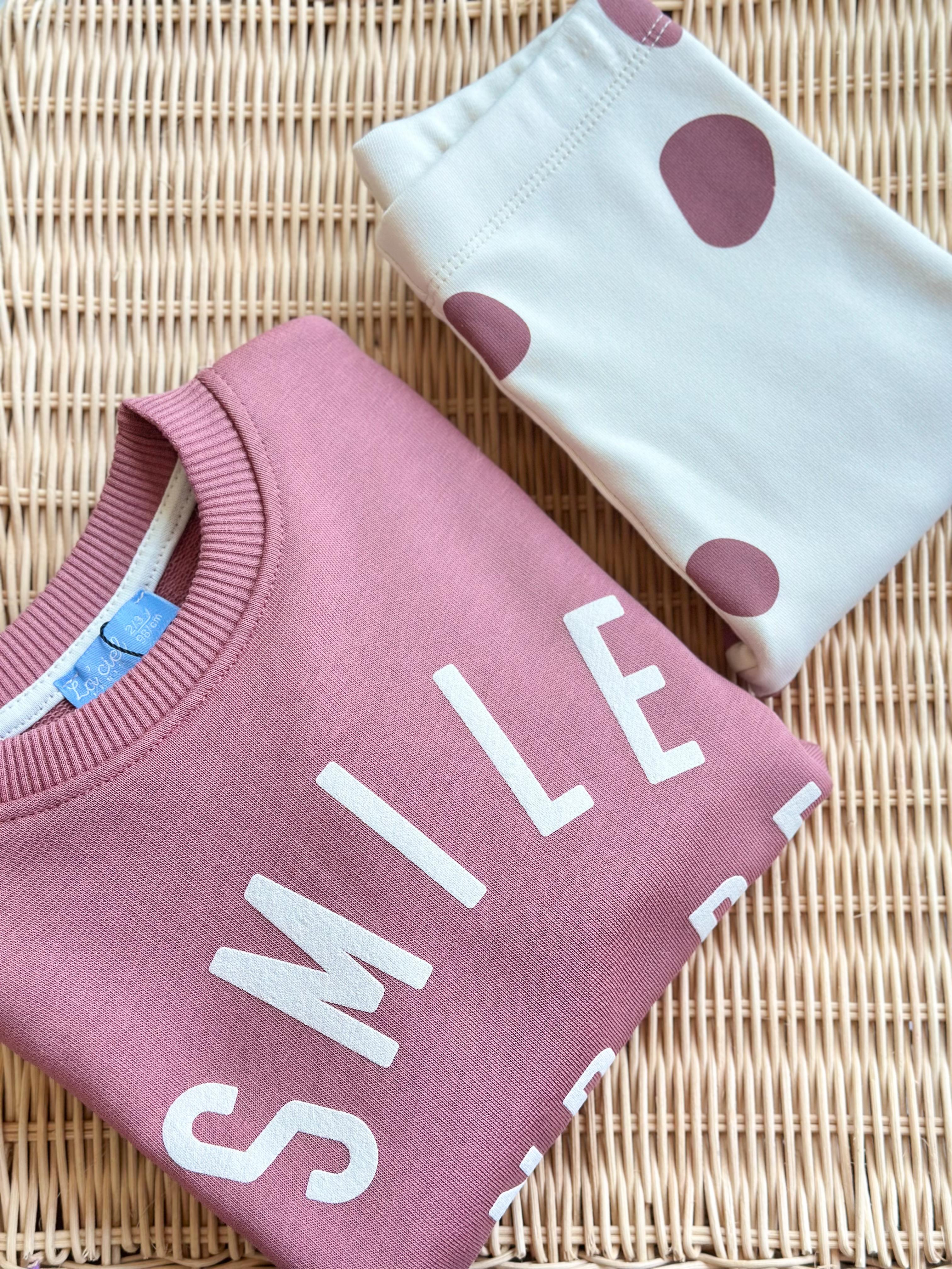Smile And Be Happy Kız Çocuk Sweatshirt ve Tayt Takım