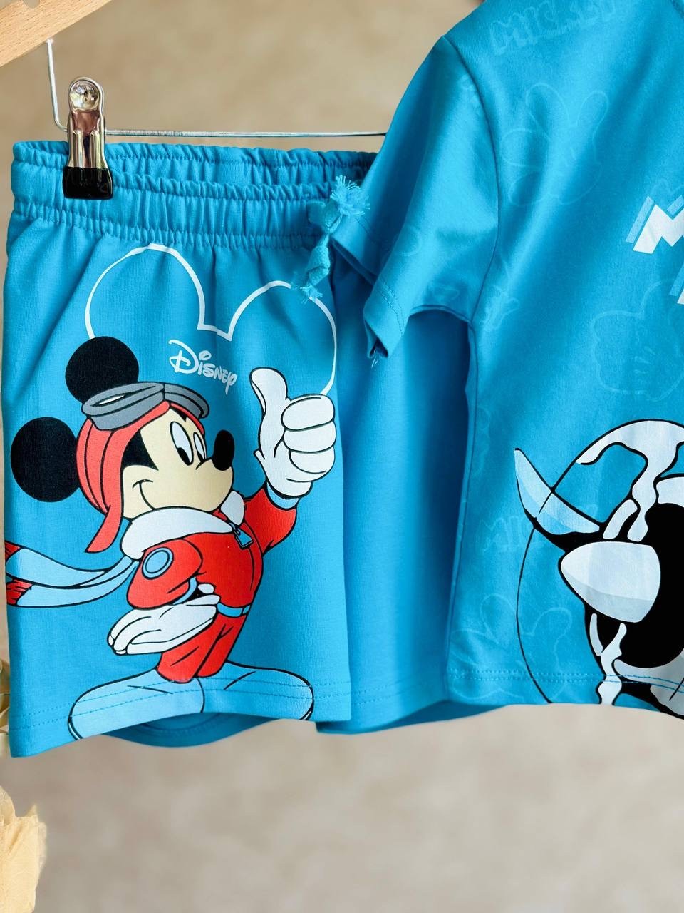 Mickey Mouse Mavi Şort Takım