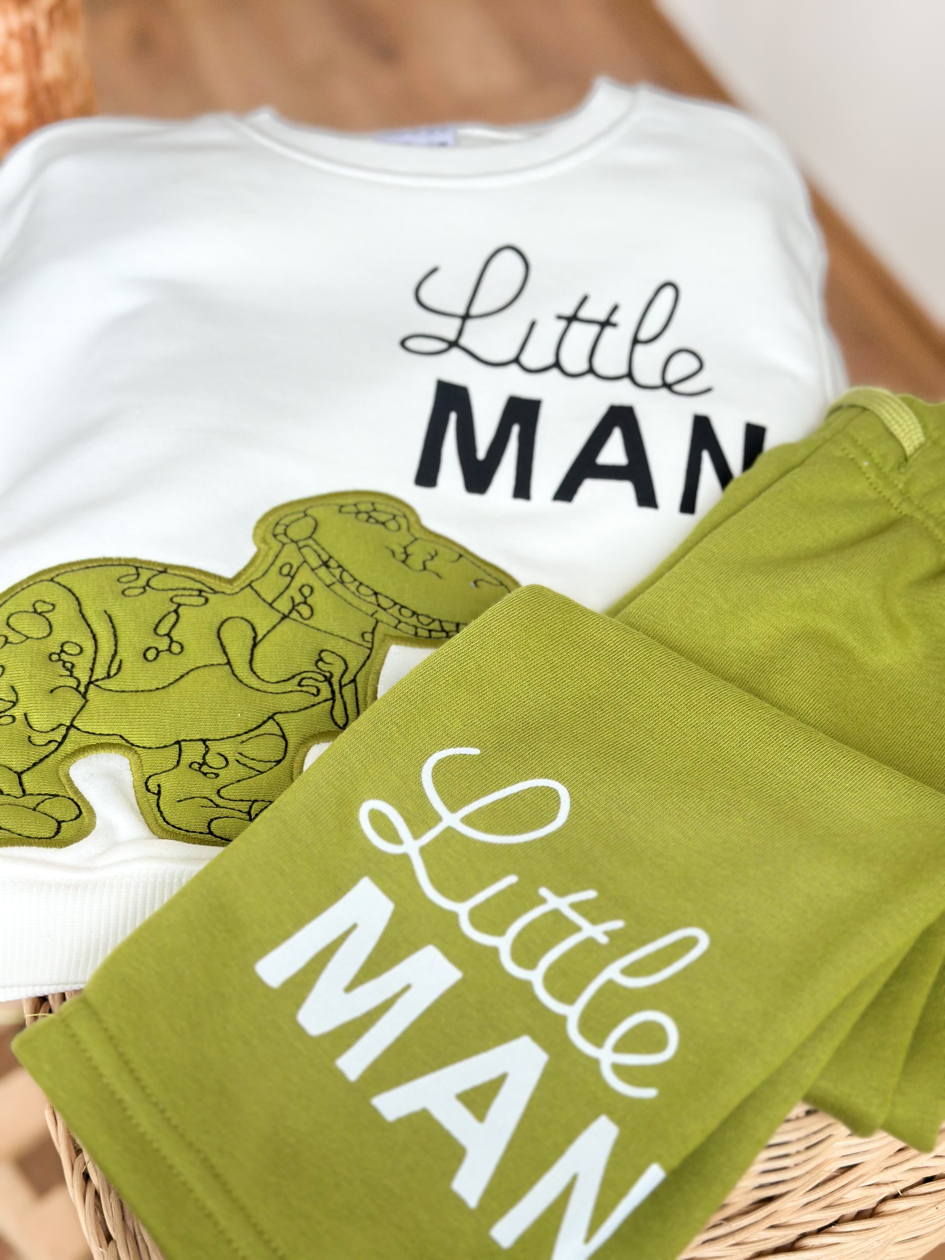 DİNASOUR LİTTLE MAN Nakış Aplike Detaylı Sweatshirt ve Eşofman Takım 