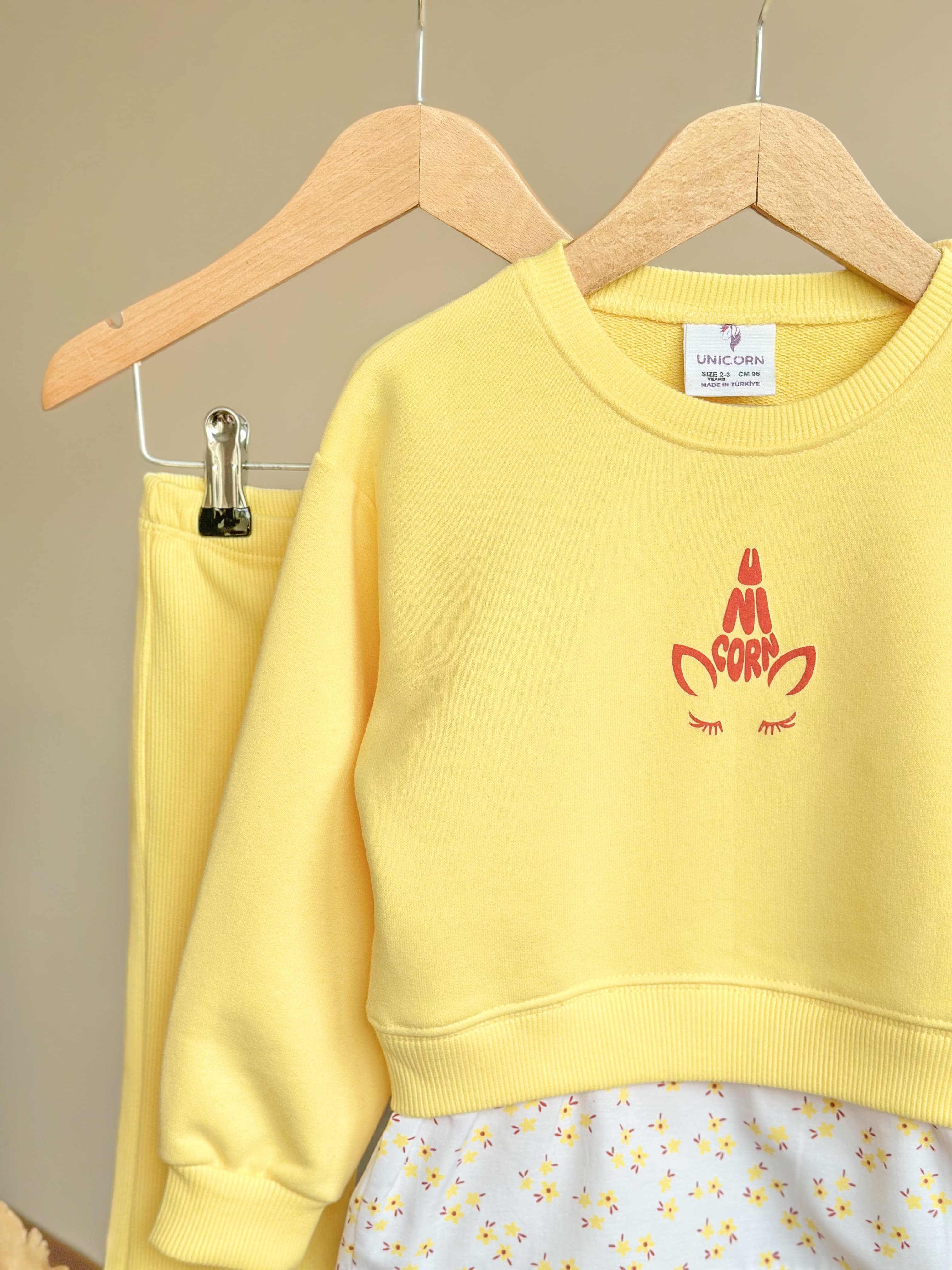 BUTTERYELLOW FLOWER Gömlek Detaylı Sweatshirt ve İspanyol Paça Tayt Takım 