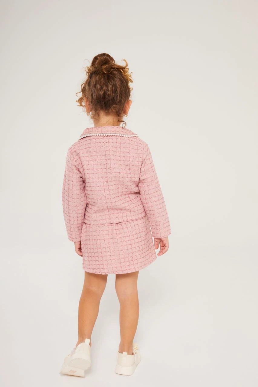 İnci Detaylı Tüvit Kız Çocuk Takım-Pembe