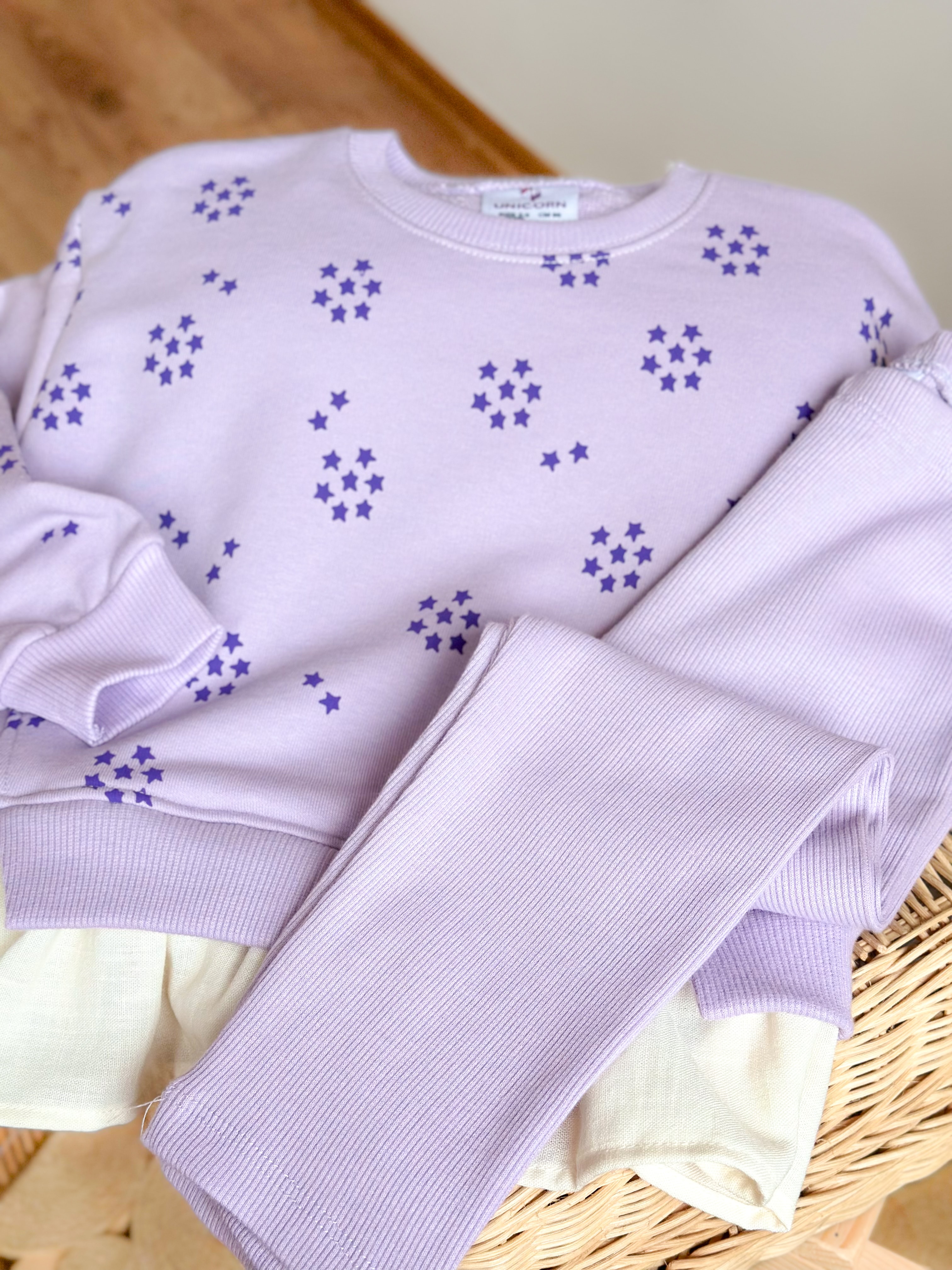 BABY BABY STARS Gömlek Detaylı Sweatshirt ve Tayt Takım