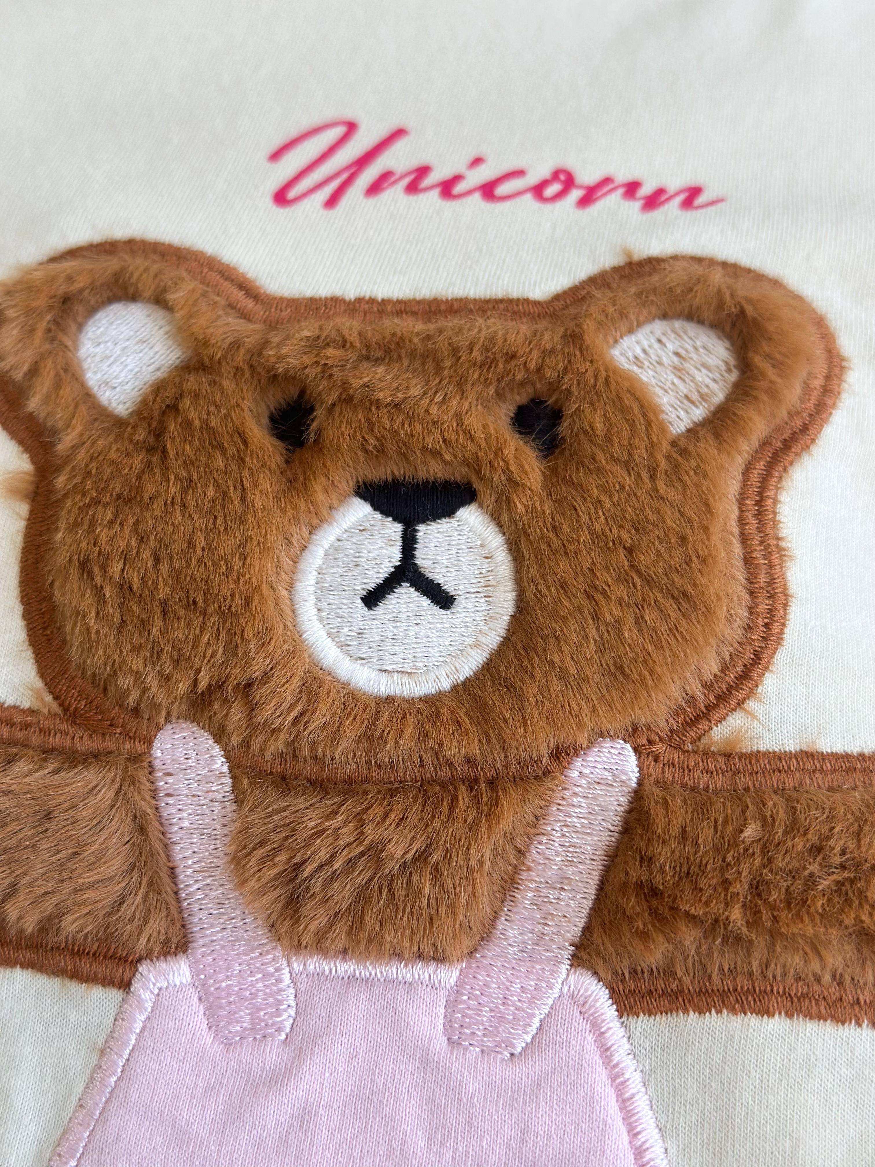 TEDDY BEAR Peluş Detay T-Shirt ve Şort Takım-Pembe
