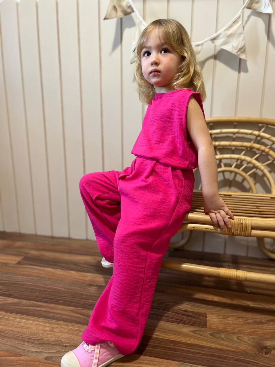 Crop Üst ve Pantolon Takım-Fuşya
