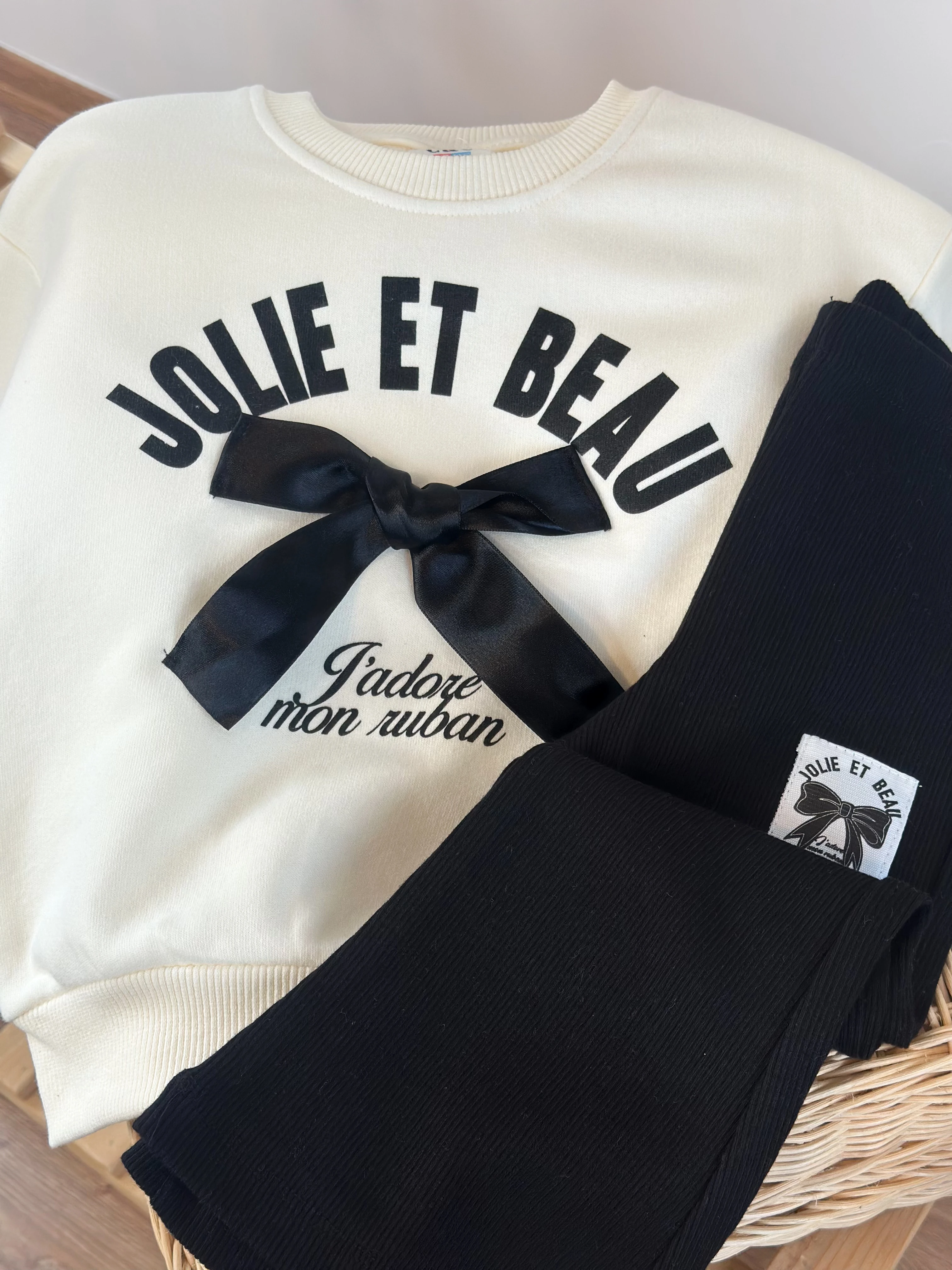 JOLIE Fiyonk Detaylı Sweatshirt ve İspanyol Paça Tayt Takım