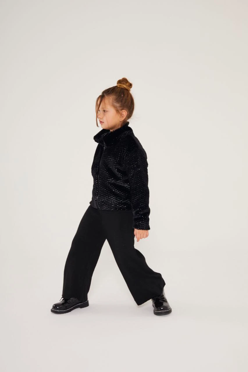 Sim Baskılı Peluş Ceket ve Triko Pantolon Takım