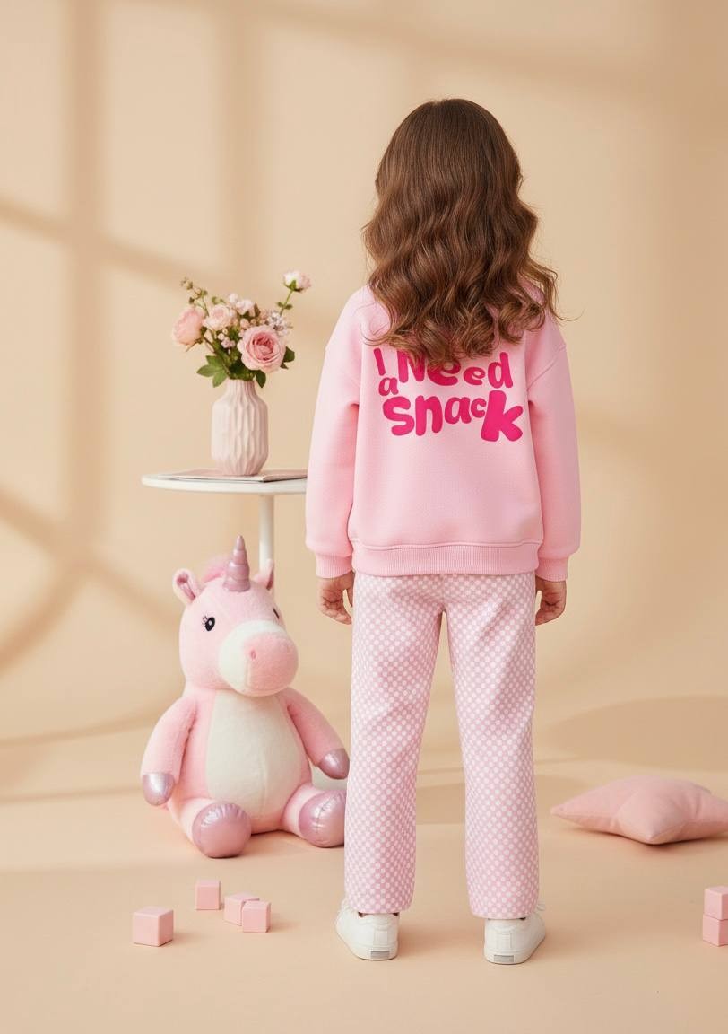 I NEED SNACK Sweatshirt ve Kot Dokuma Pantolon Takım