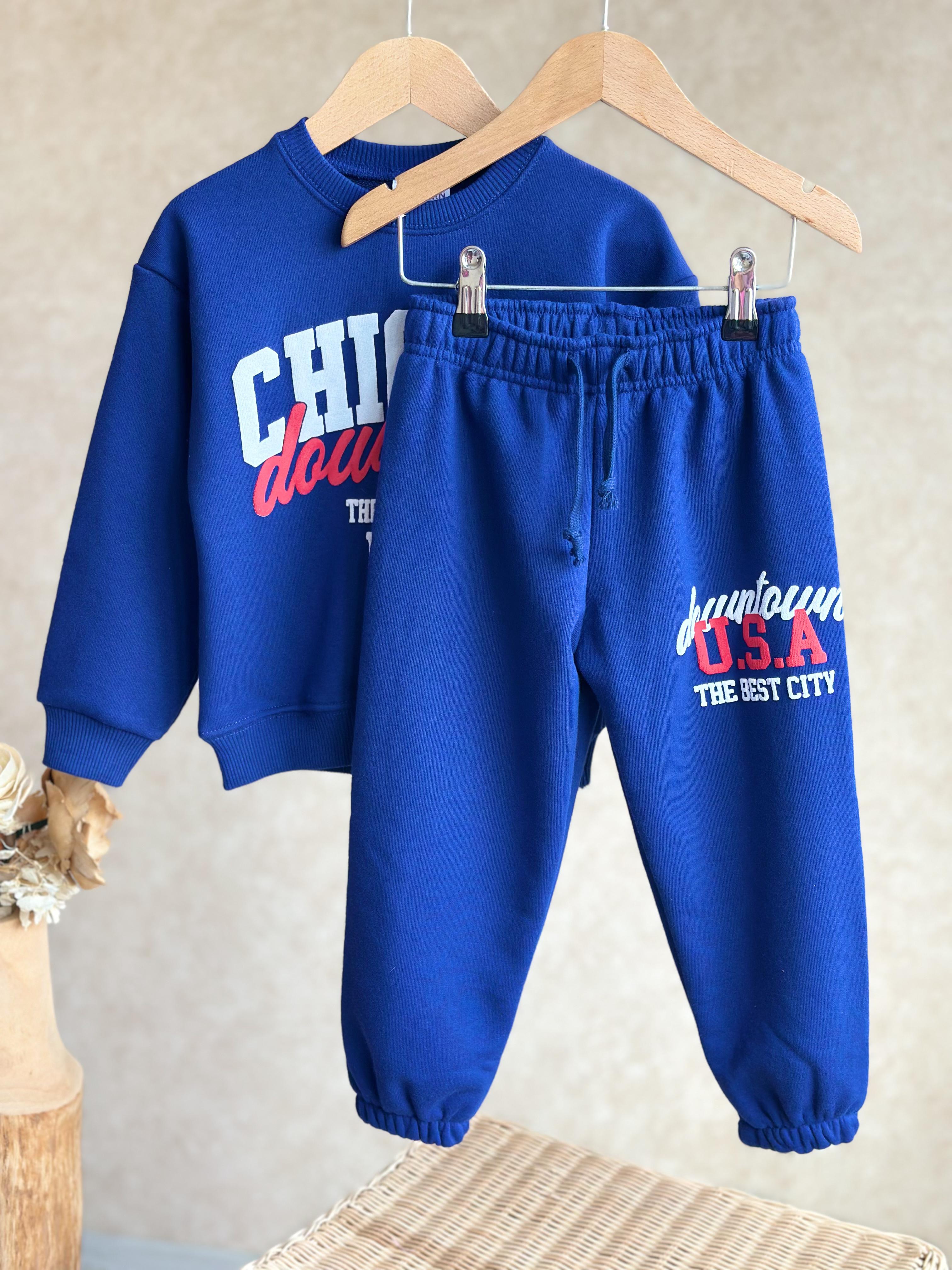CHİCAGO Baskılı Sweatshirt ve Sweatpant Takım