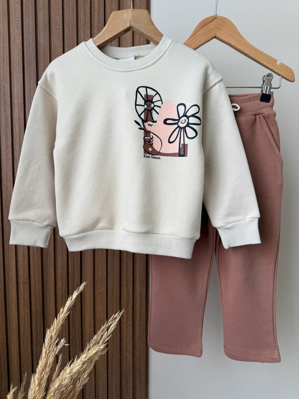 KINO NATURE Baskılı Sweatshirt ve Pantolon Takım