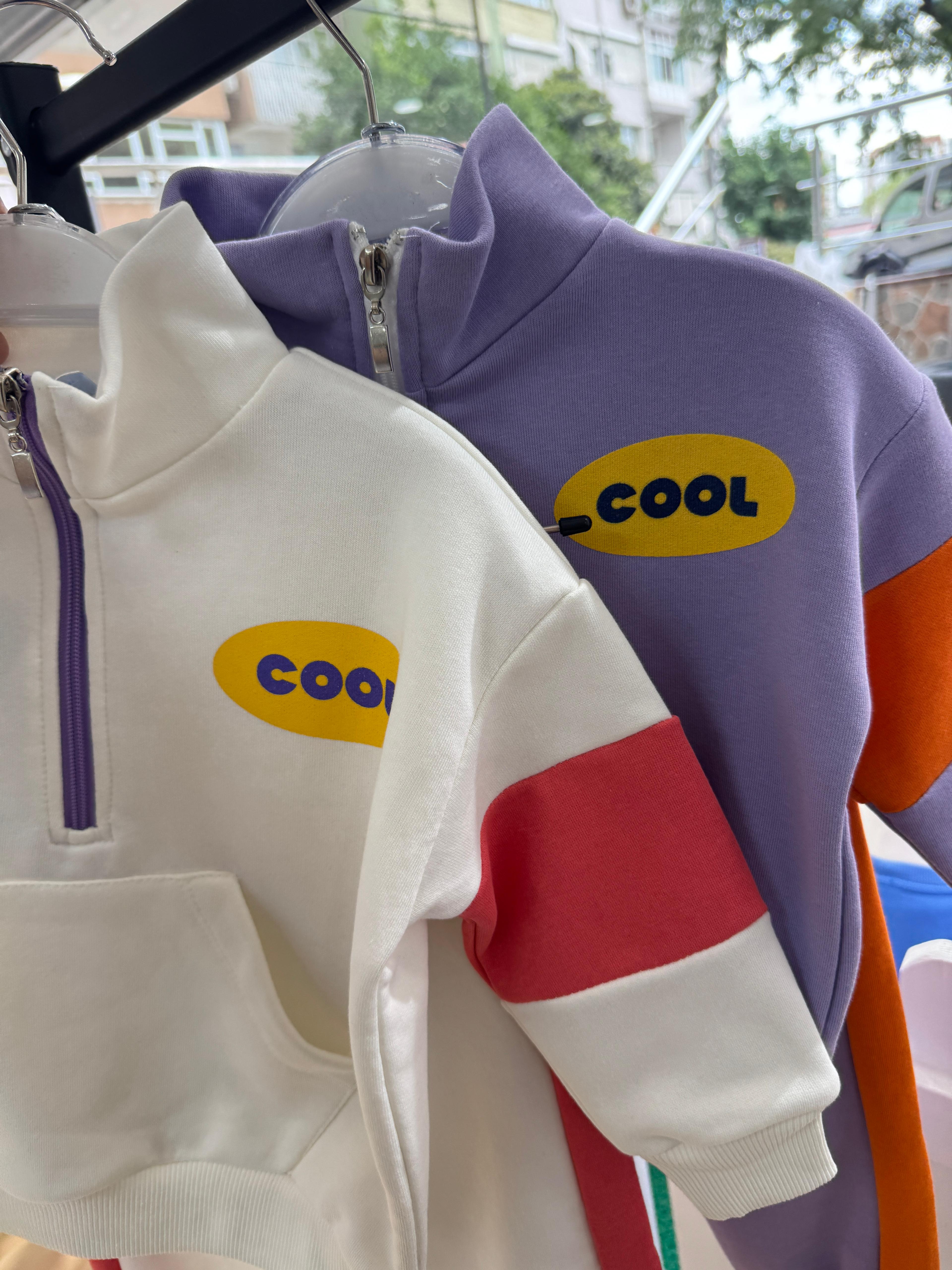 COOL Baskılı Sweatshirt Lila