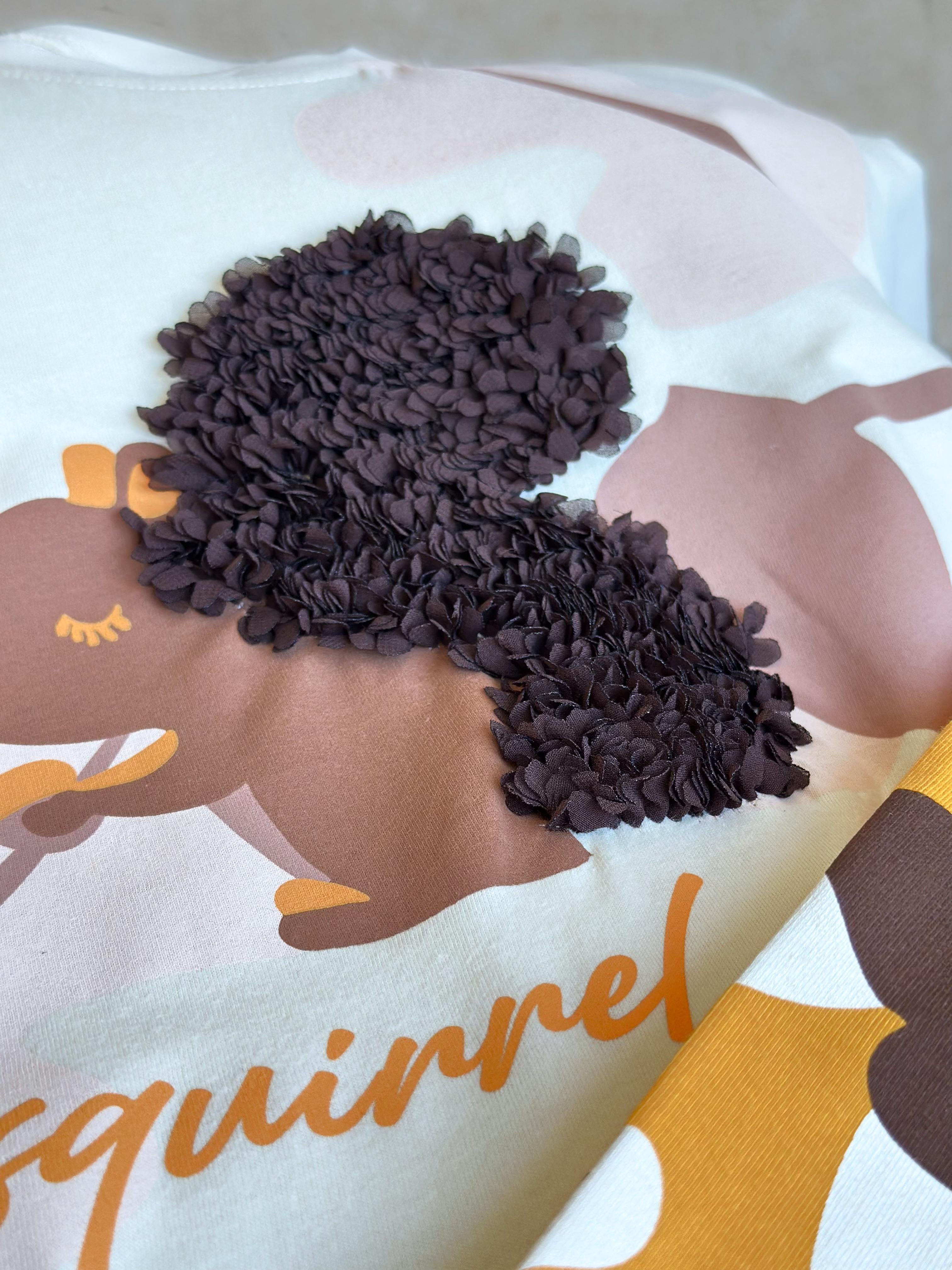 LITTLE SQUIRREL 3 Boyutlu Kız Çocuk T-Shirt ve Tayt Takım