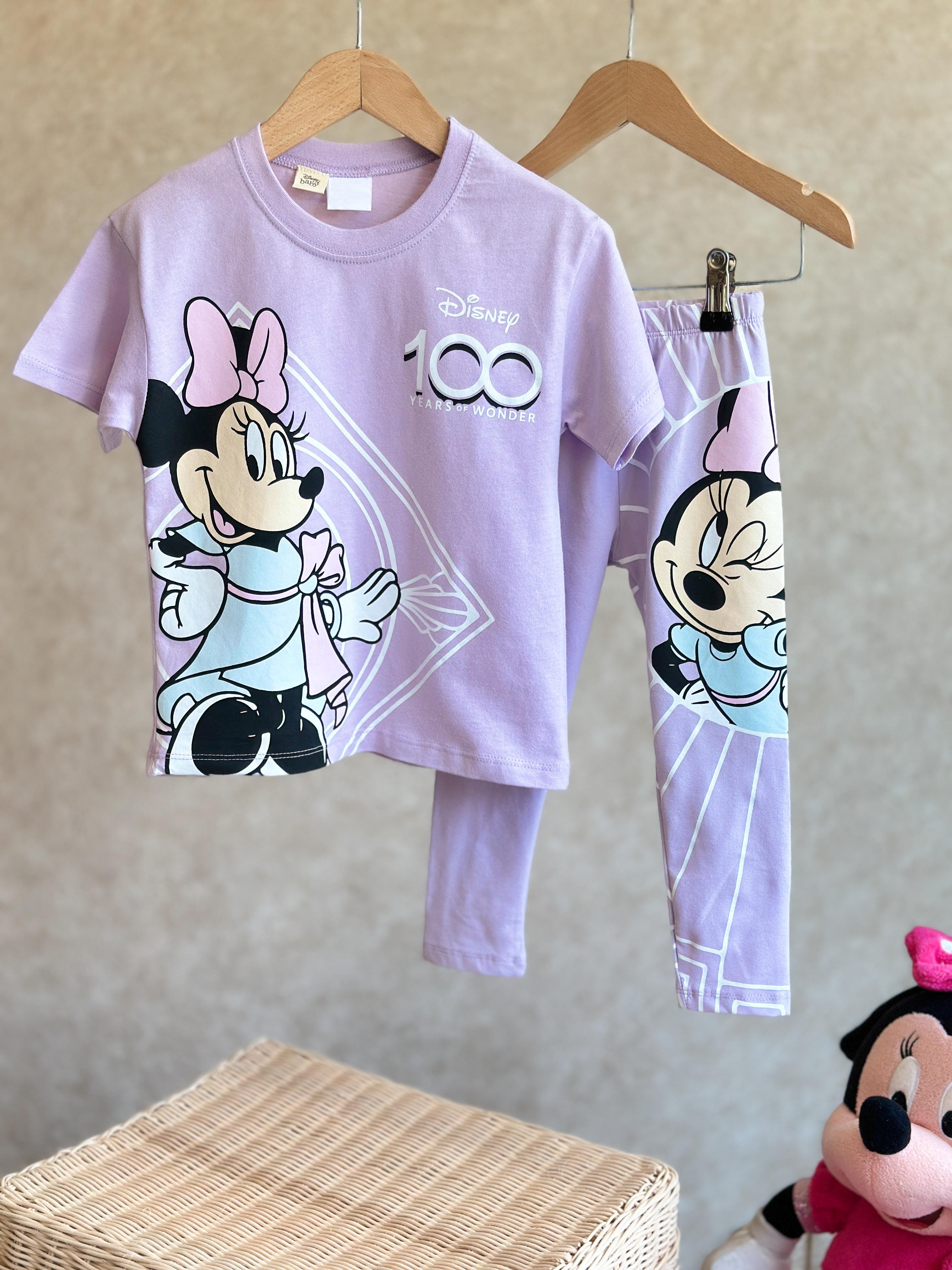 Minnie T-Shirt ve Tayt Takım-Lila