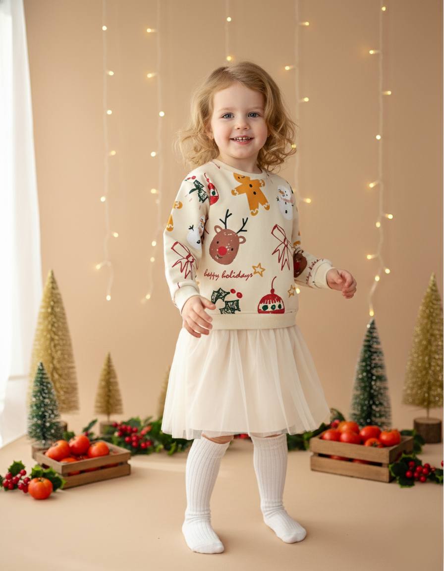 Happy New Year Temalı Sweatshirt Elbise