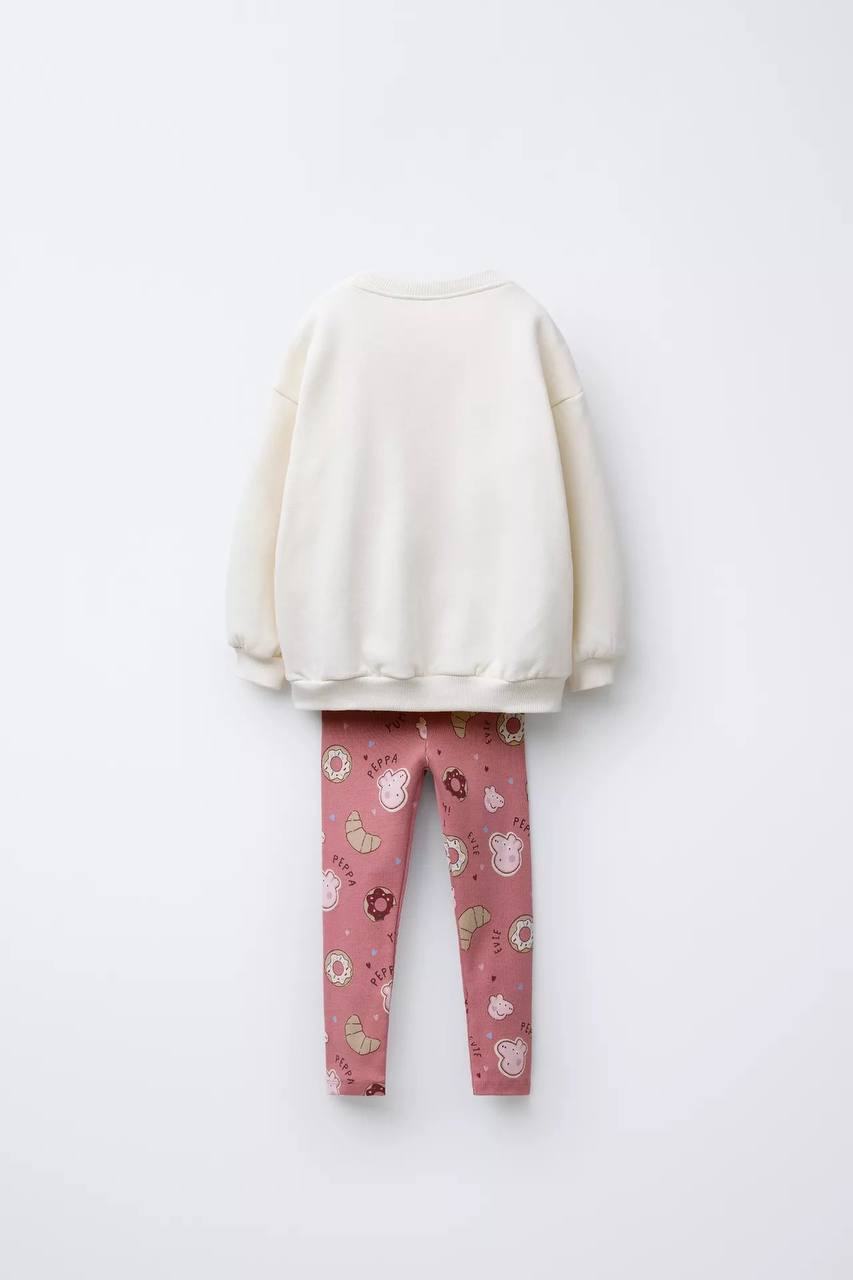 Peppa Baskılı Sweatshirt ve Tayt Takım