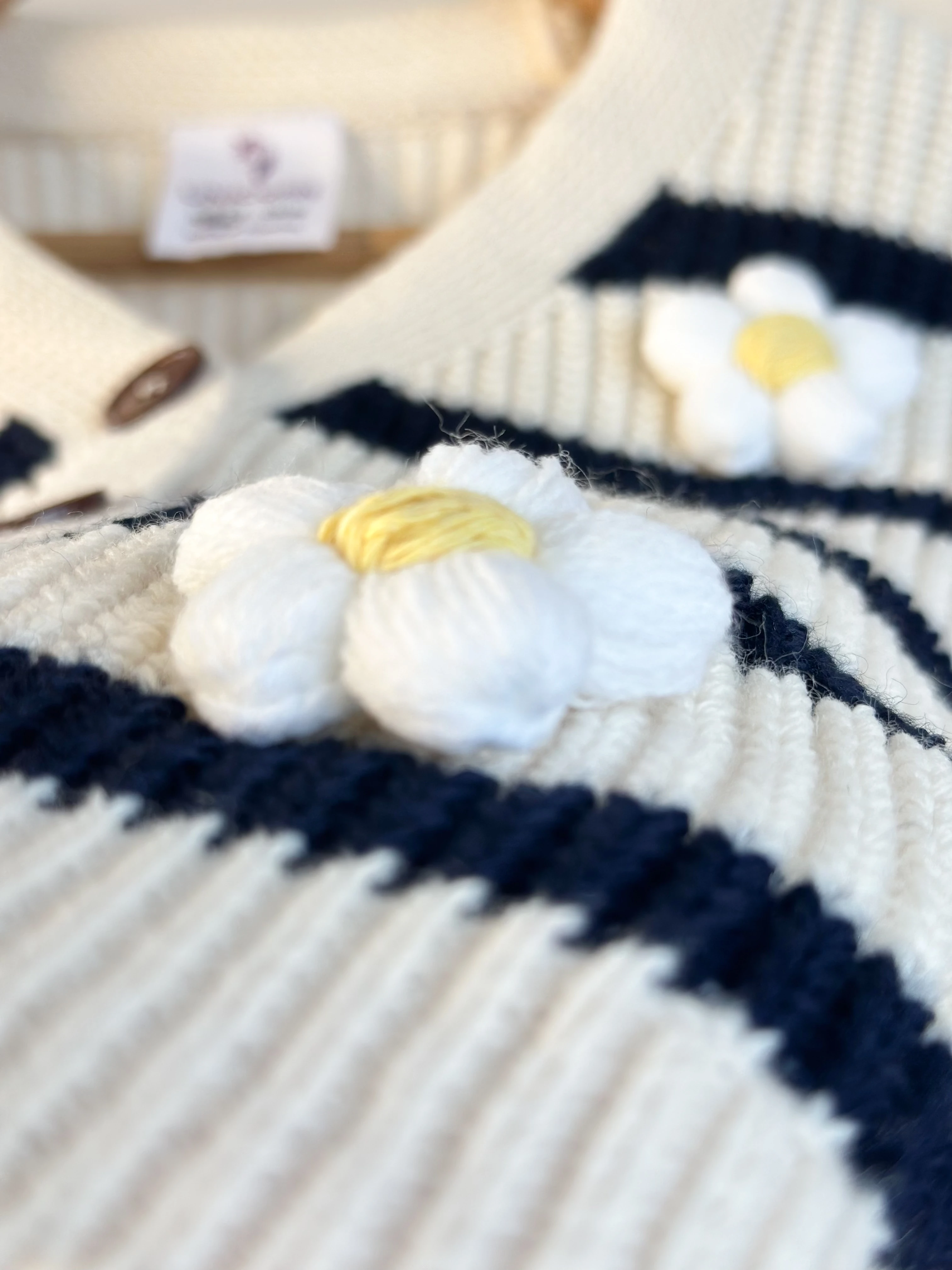 Örgü Papatya Detaylı Triko Hırka ve Pantolon Takım 