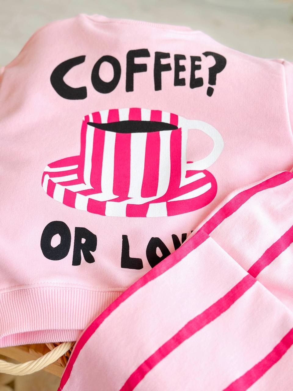 COFFE LINE Sweatshirt ve Kot Dokuma Pantolon Takım