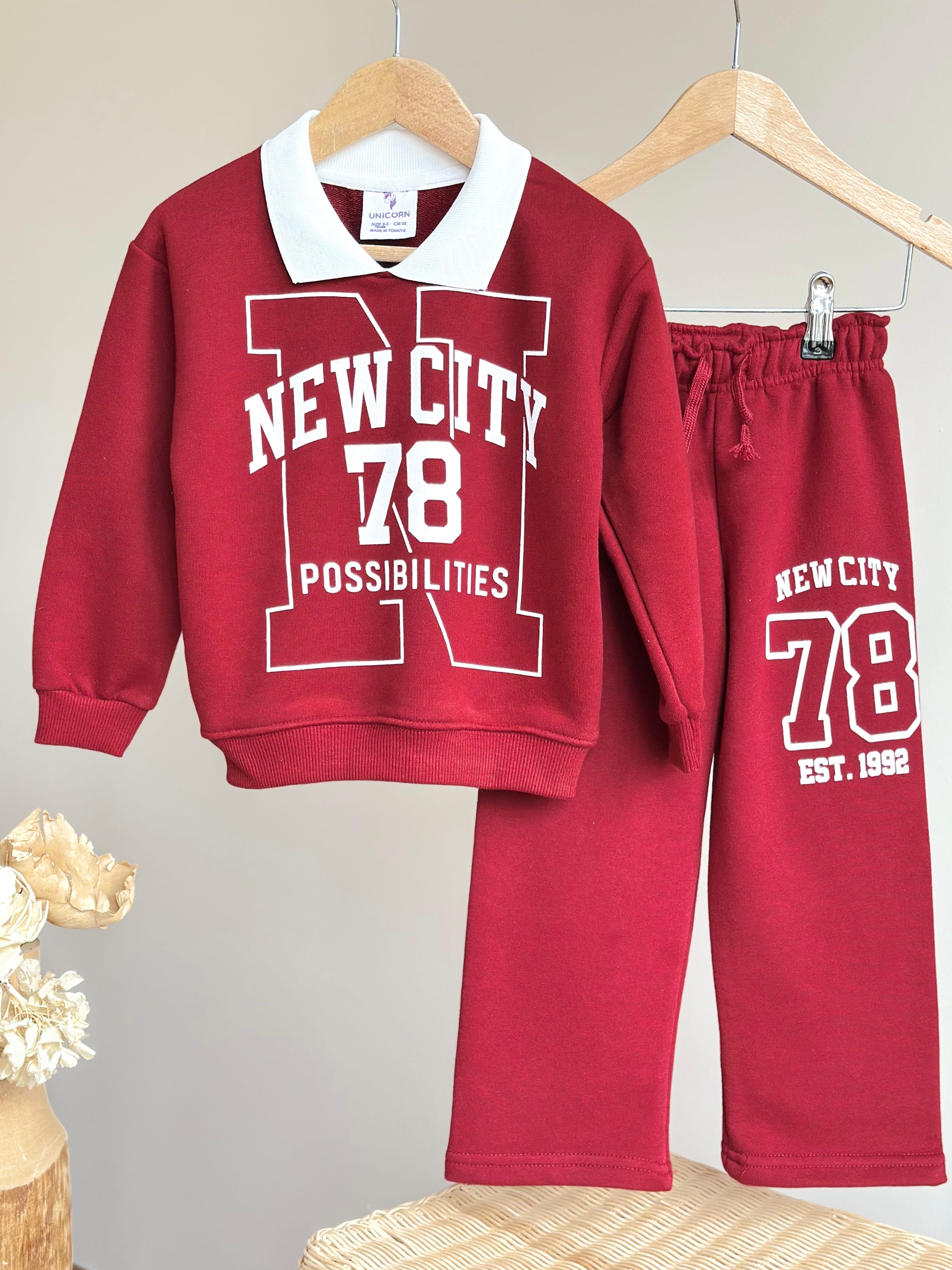 COLLEGE TEAM Yaka Detaylı Sweatshirt ve Tayt Takım 