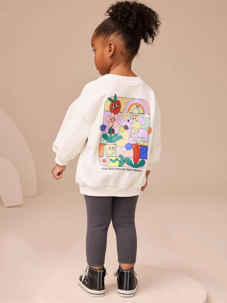 Fun Days Baskılı Kız Çocuk Sweatshirt ve Tayt Takım