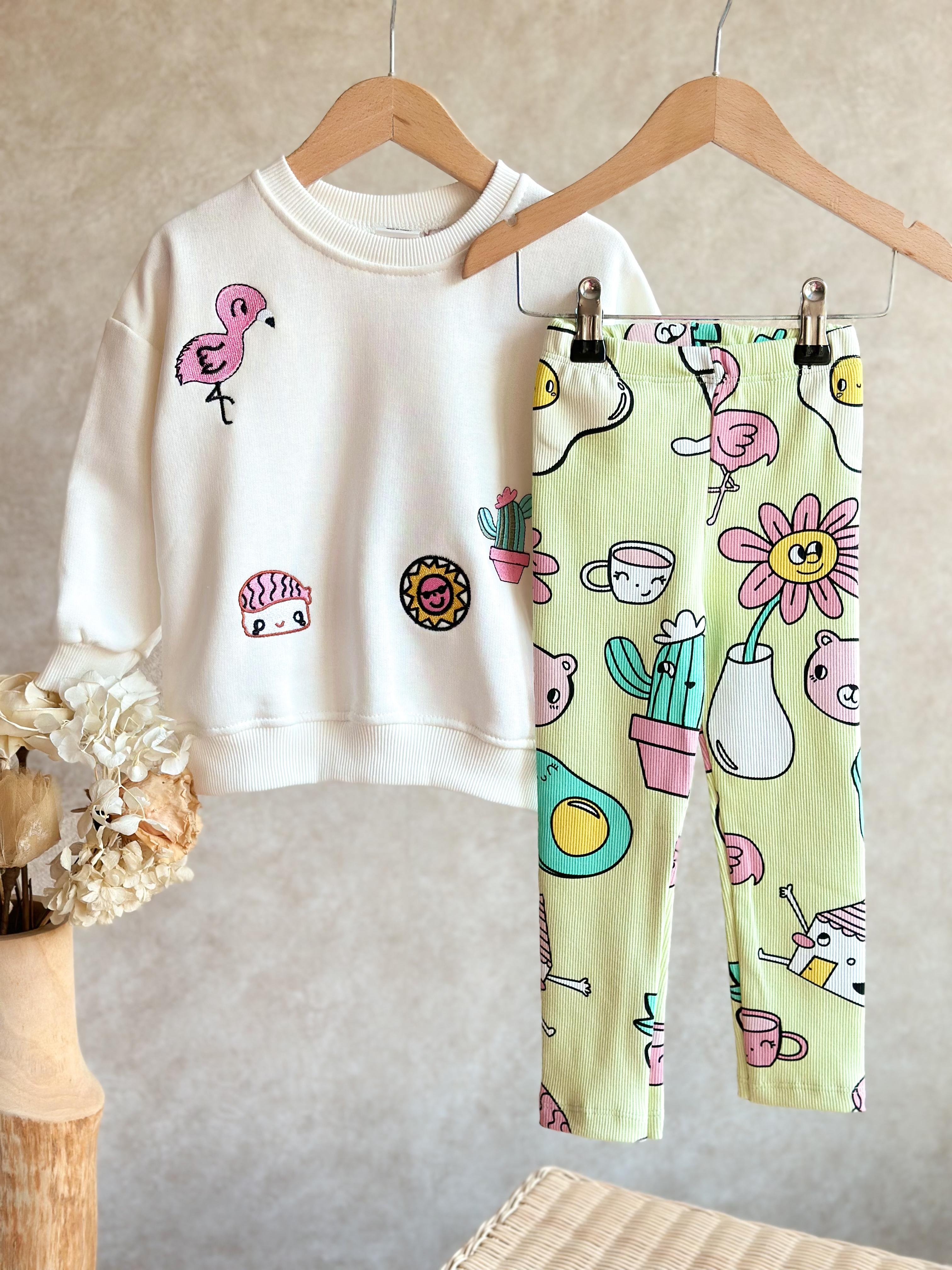 Cool Times 3 İplik Sweatshirt ve Tayt Kız Çocuk Takım
