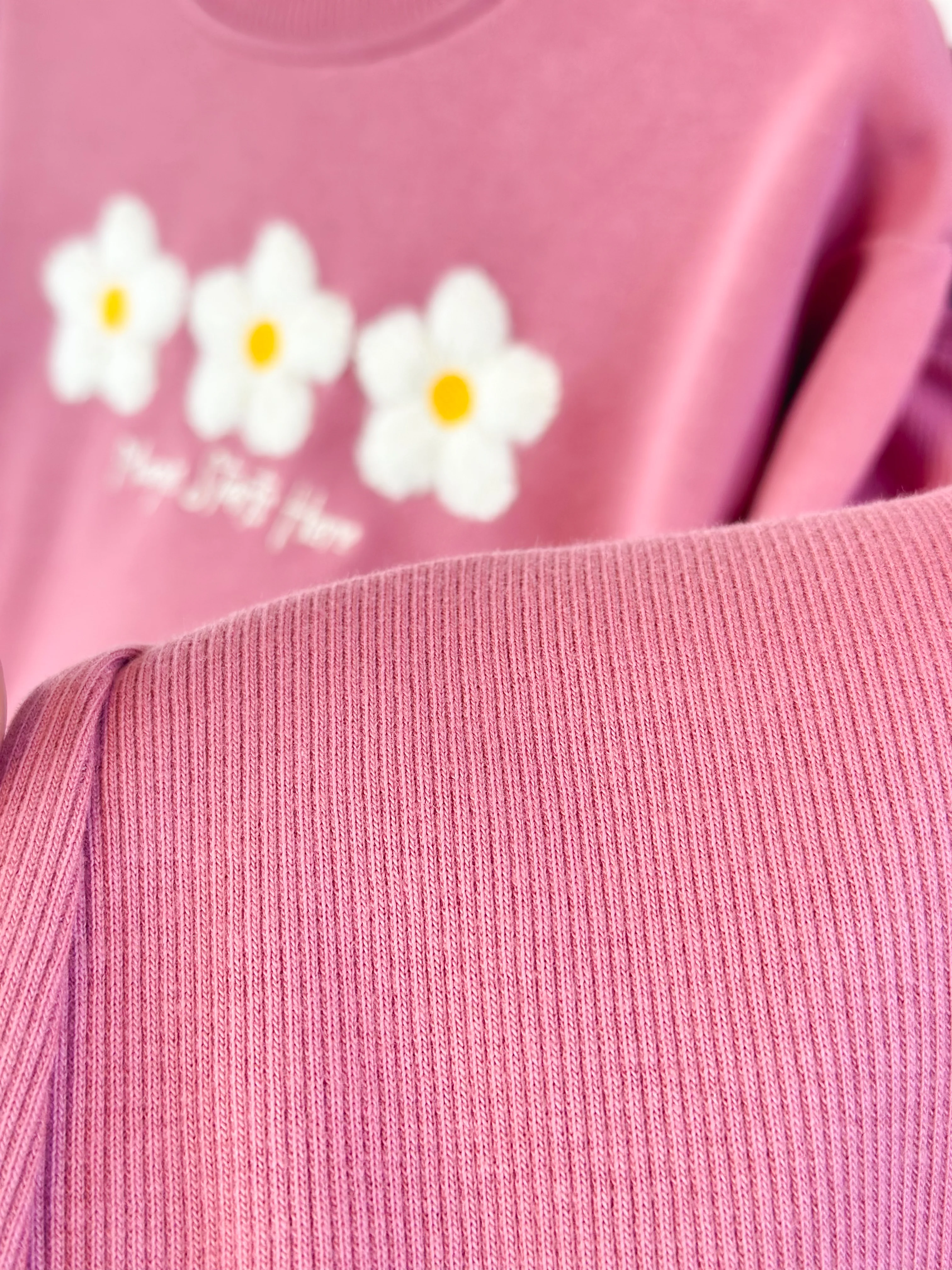 Gömlek Detaylı Çiçek Nakışlı Sweatshirt ve İspanyol Paça Takım